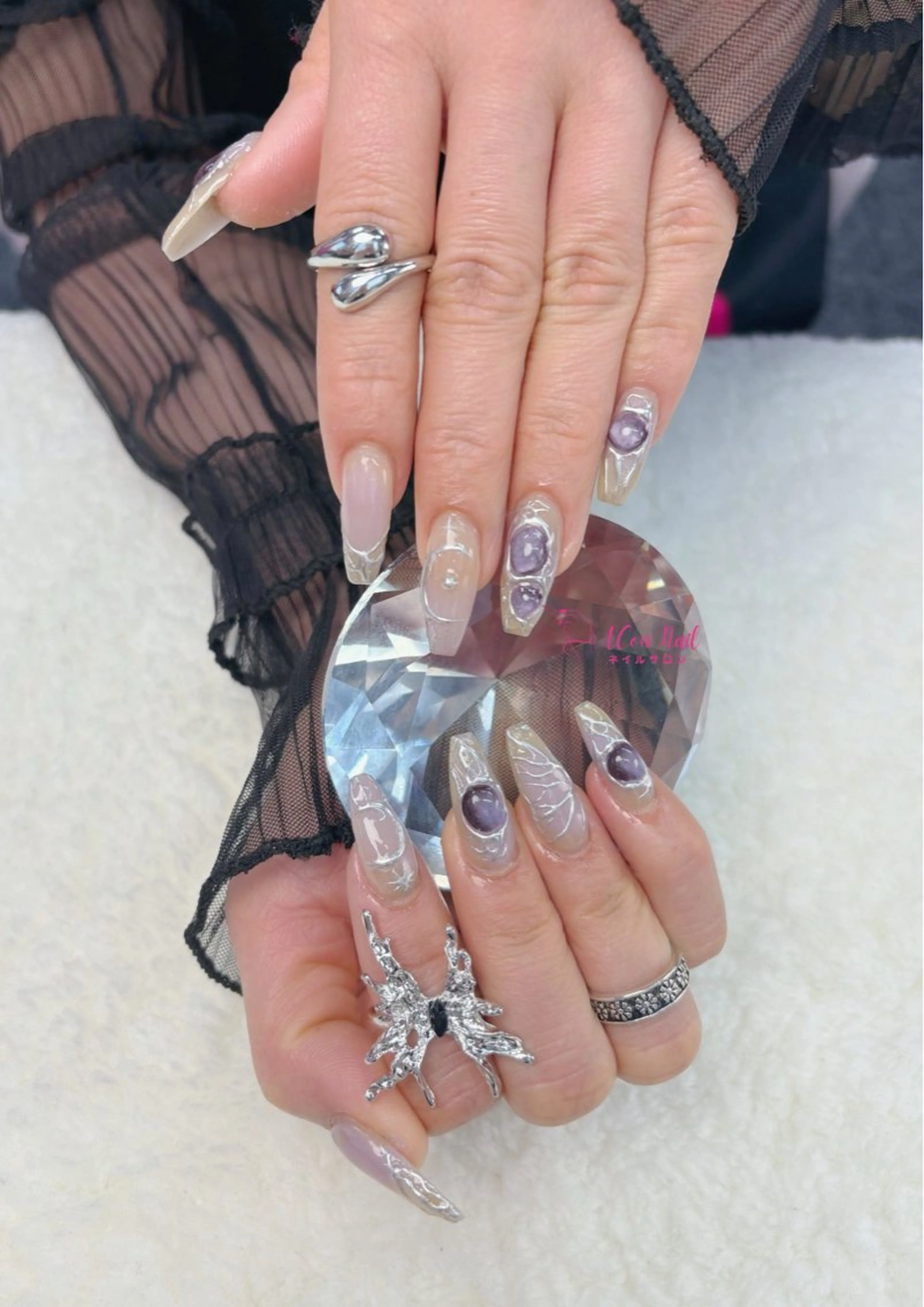 ネイル 桜ネイル 長さ出し フラワーネイル フレンチネイル ジェルネイル ハンドネイル ACon NailSalonのネイルデザイン