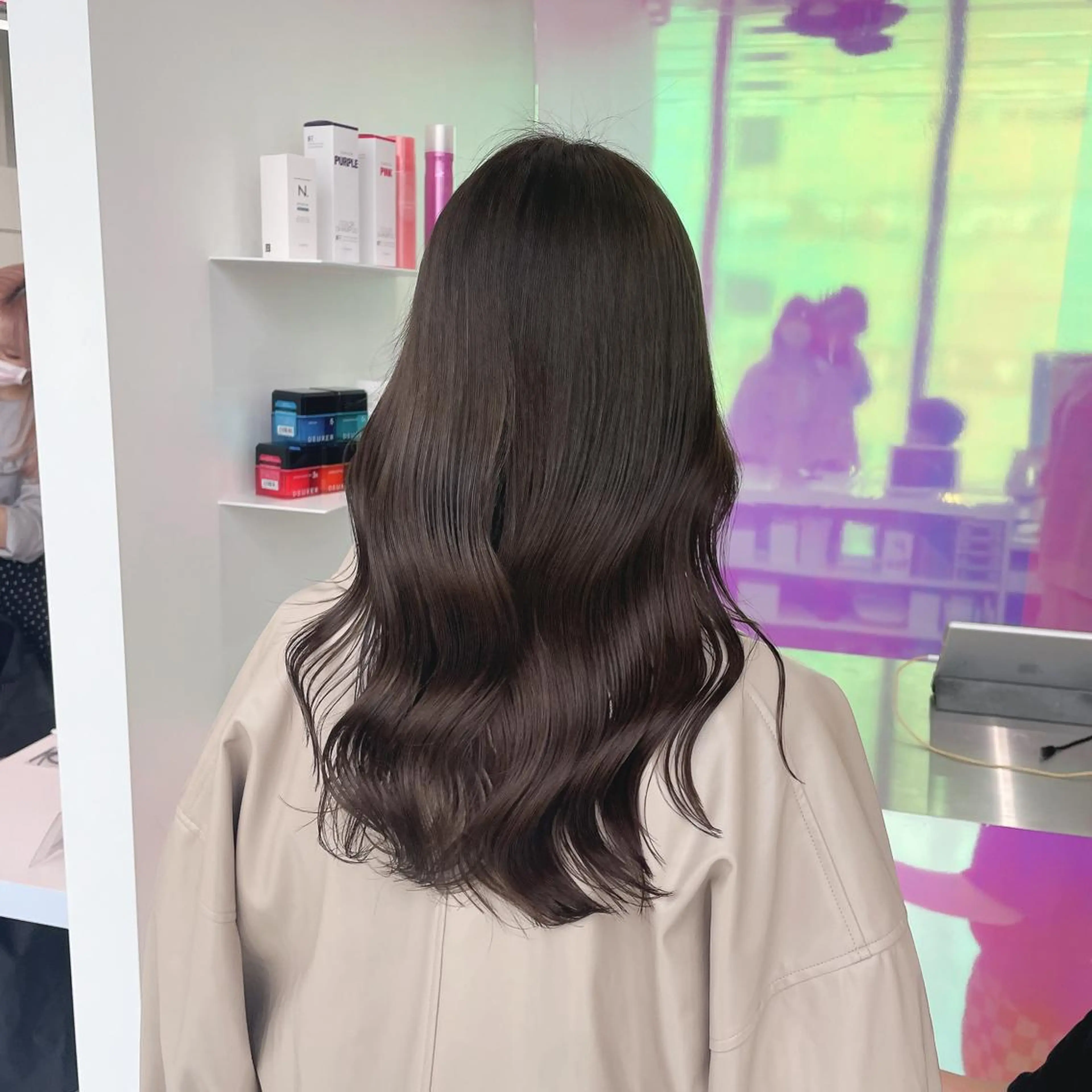 ロング ピンクラベンダー 髪質改善 ヨシンモリ 韓国風ヘア カット ヘアカラー 韓国ヘア指名率 No. 1小堀京介のヘアスタイル