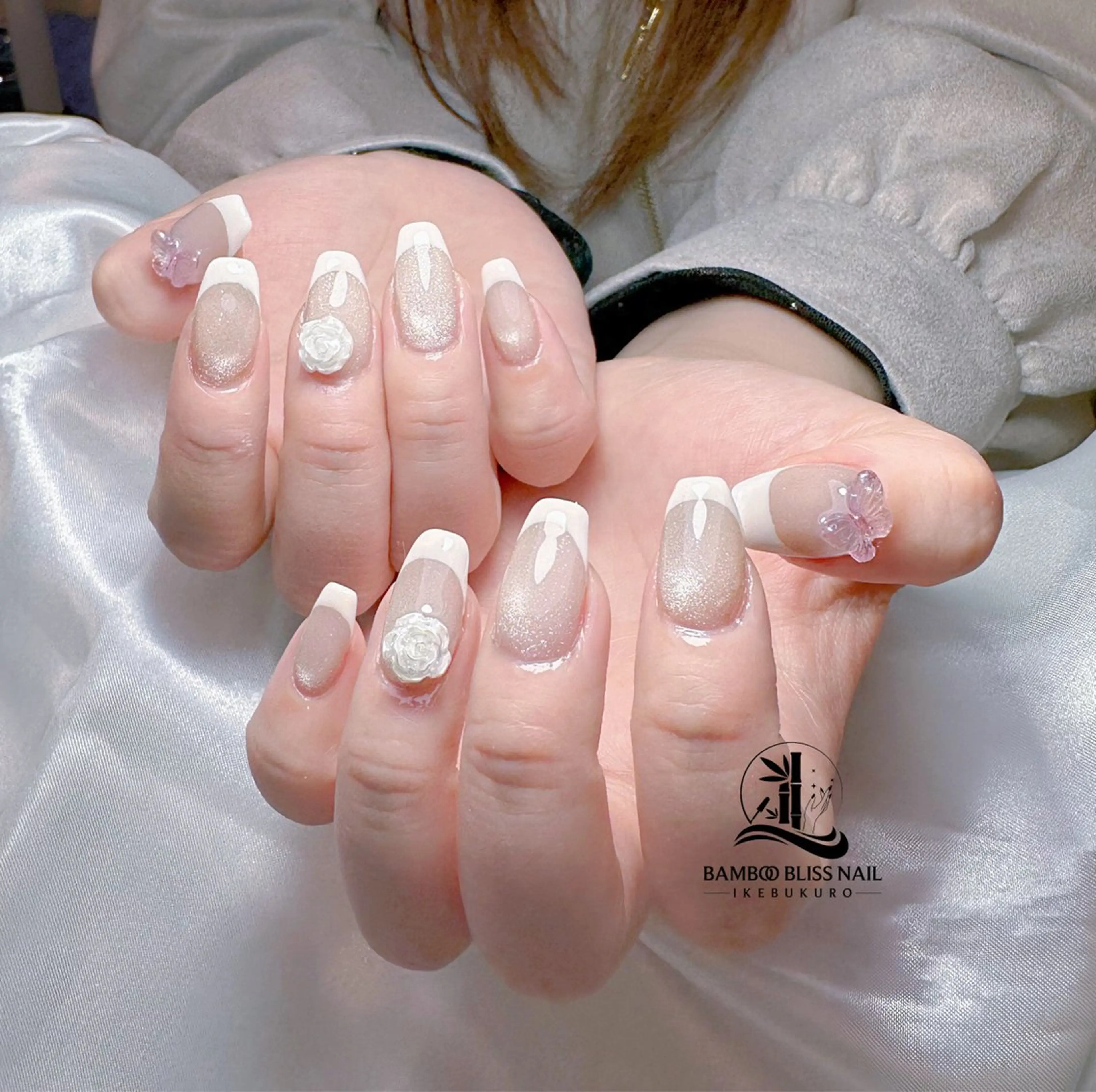 ネイル フレンチネイル マグネットネイル マグネットフレンチ BAMBOO BLISS 西店のネイルデザイン