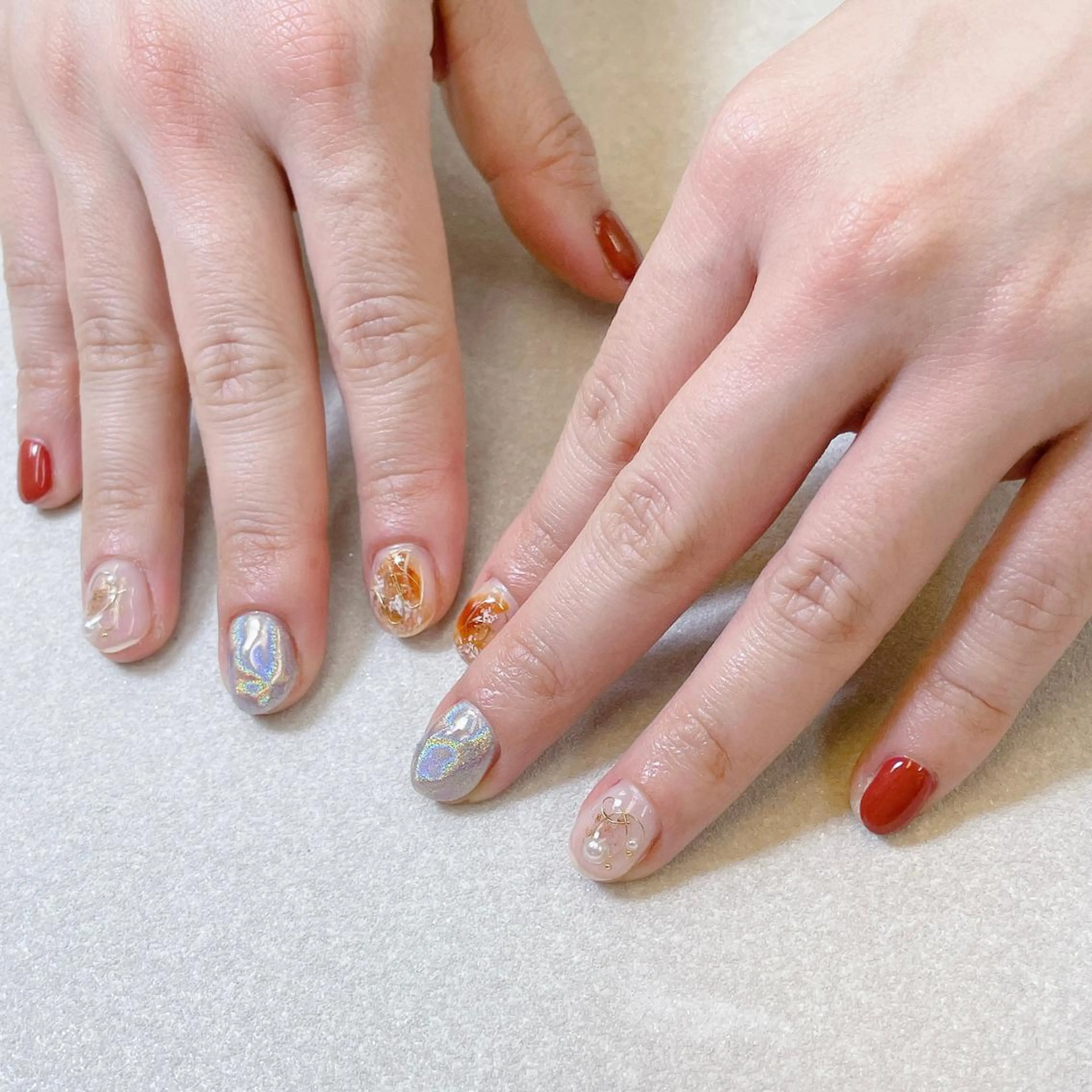 ネイル 長さ出し ラメ(グリッター) スカルプネイル ハンドネイル A85G ayakoのネイルデザイン