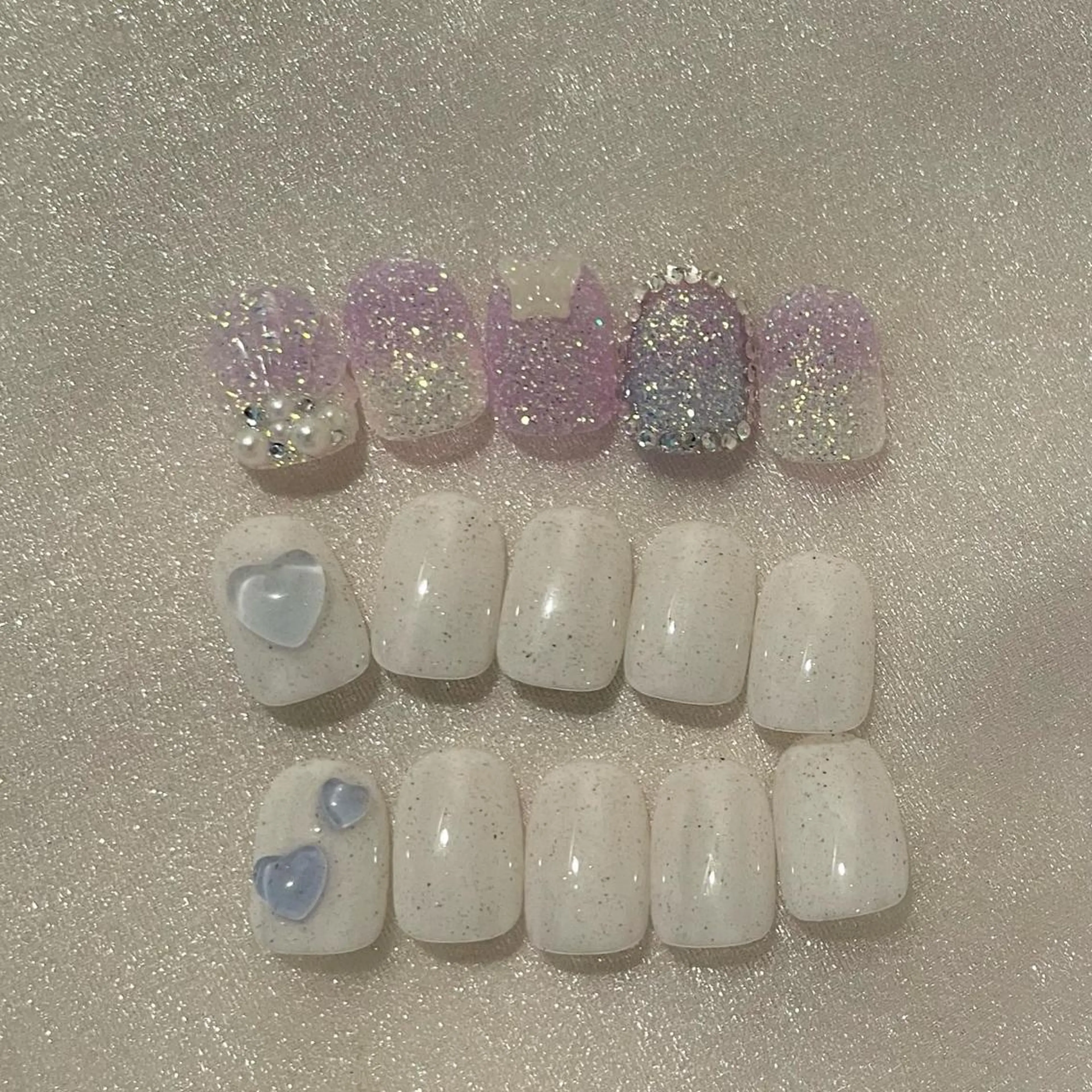 ネイル ブルー フレンチネイル ガーリー ハート lylynail YUUKAのネイルデザイン