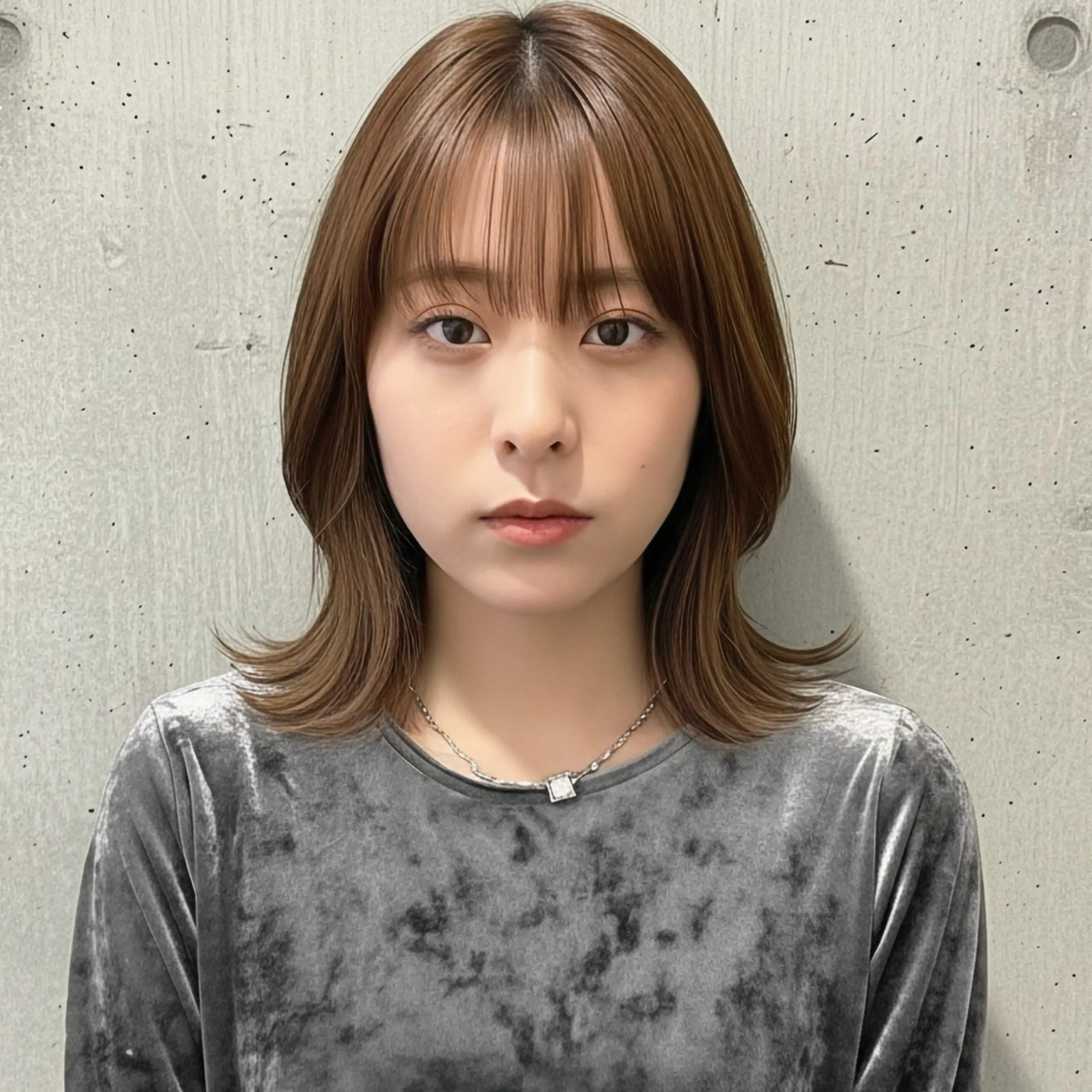 ミディアム カット ヘアカラー ハッシュカット 田窪珠妃のヘアスタイル