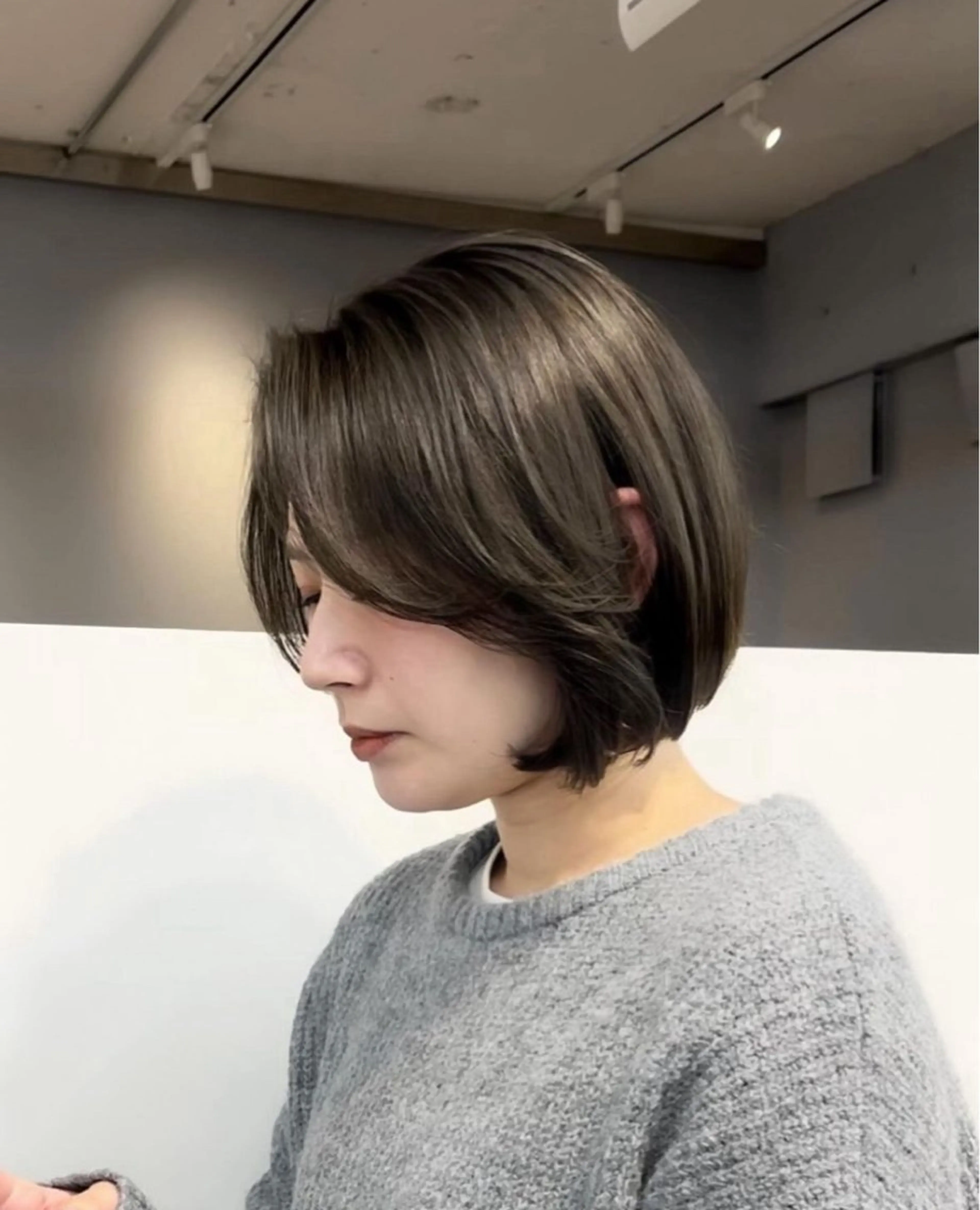 ショート カラー 透明感カラー グレージュ オリーブグレージュ オリーブグレー ボブ ❣️圧倒的透明感ヘア ❣️yukinaのヘアスタイル