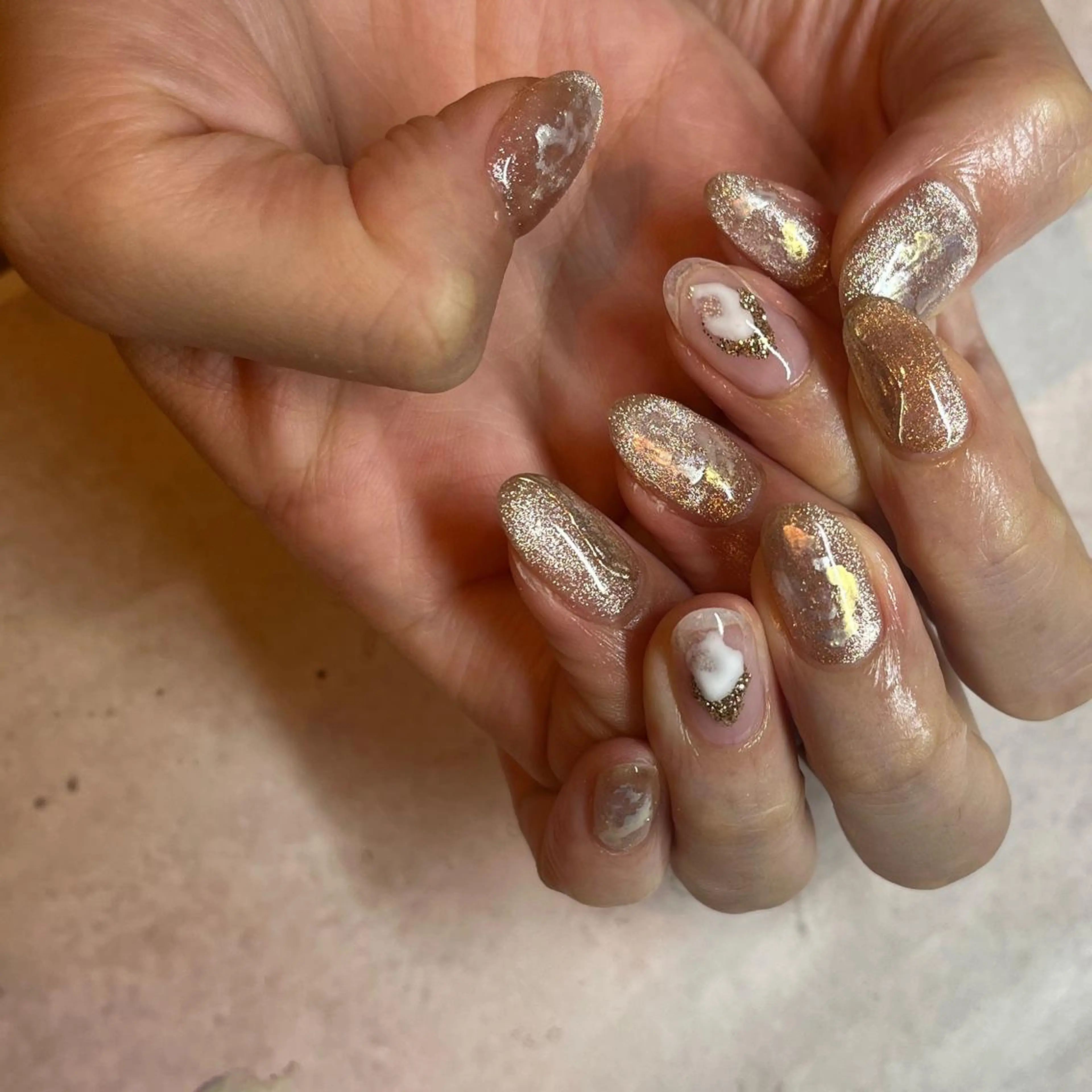 ネイル キラキラネイル マグネットネイル フリーランス¨̮⃝ ネイリストOKADAのネイルデザイン