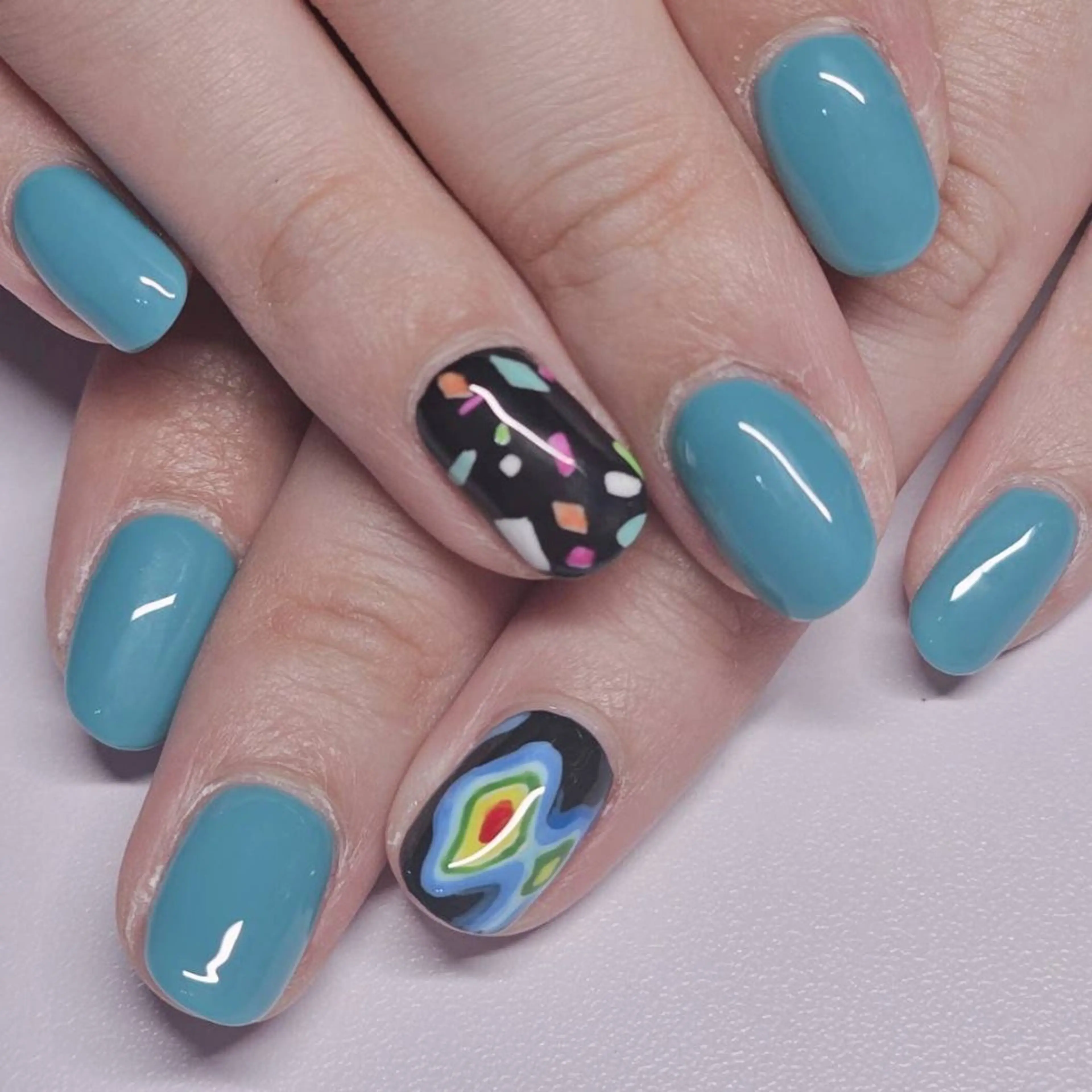 ネイル アートネイル ブルー クリアネイル ネイビー ハンドネイル よしだ ひろきのネイルデザイン