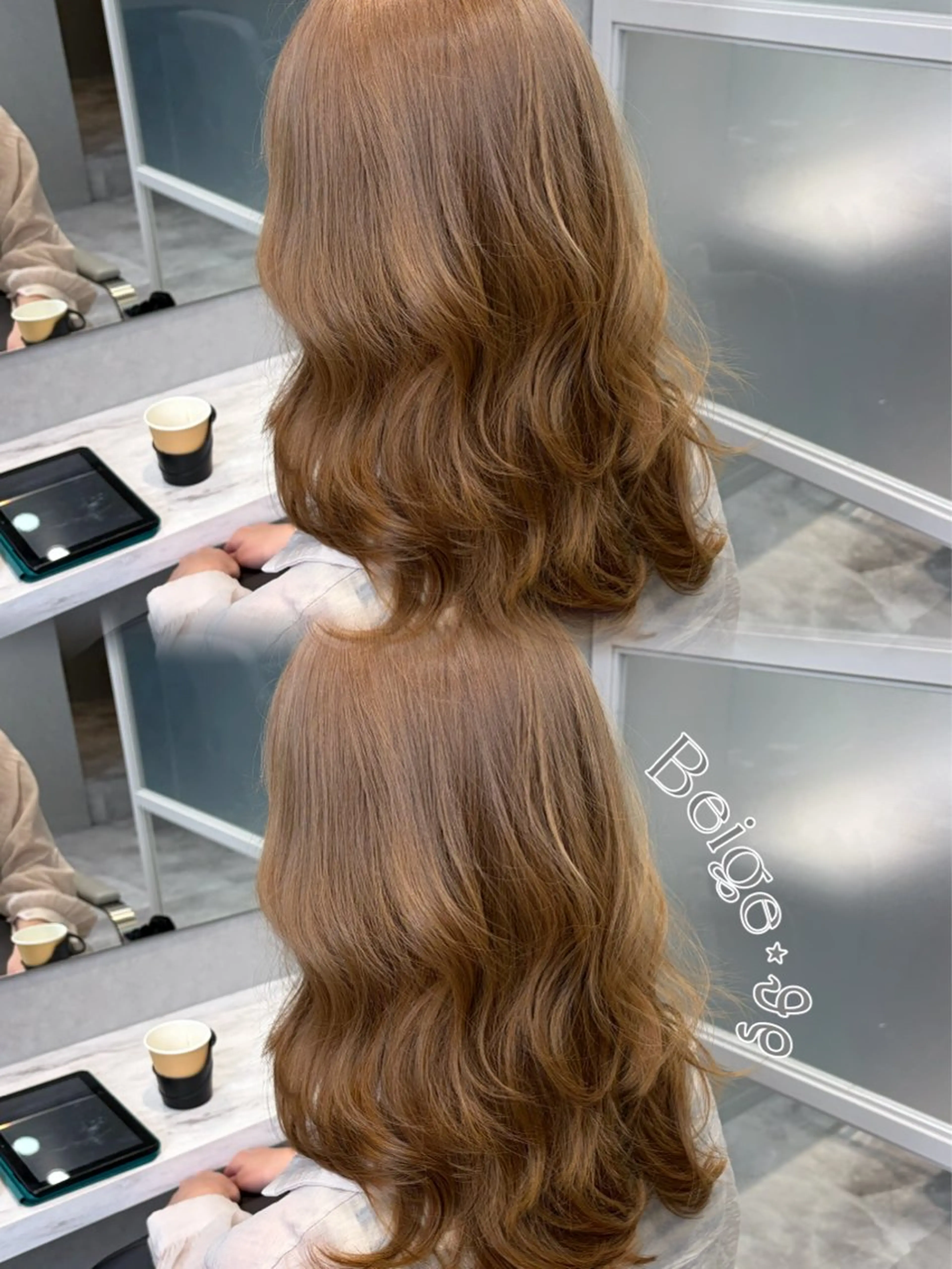 セミロング カラー ベージュカラー ブリーチ カット ヘアカラー トリートメント MAKO/モテ髪/ ハイトーン/赤みなしのヘアスタイル