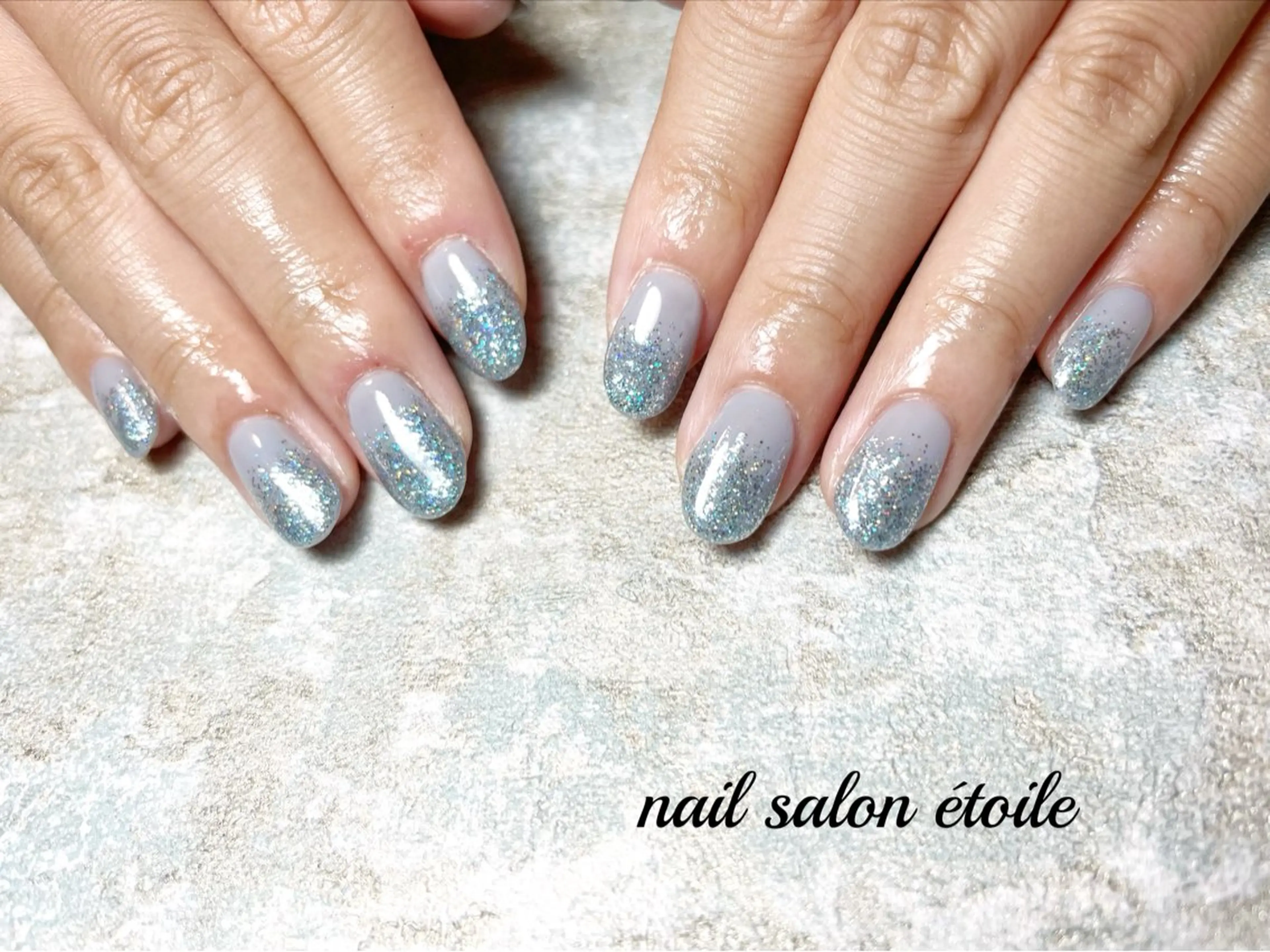 ネイル アートネイル ブルー ジェルネイル グラデーション ラメ(グリッター) ハンドネイル nail salon étoileのネイルデザイン