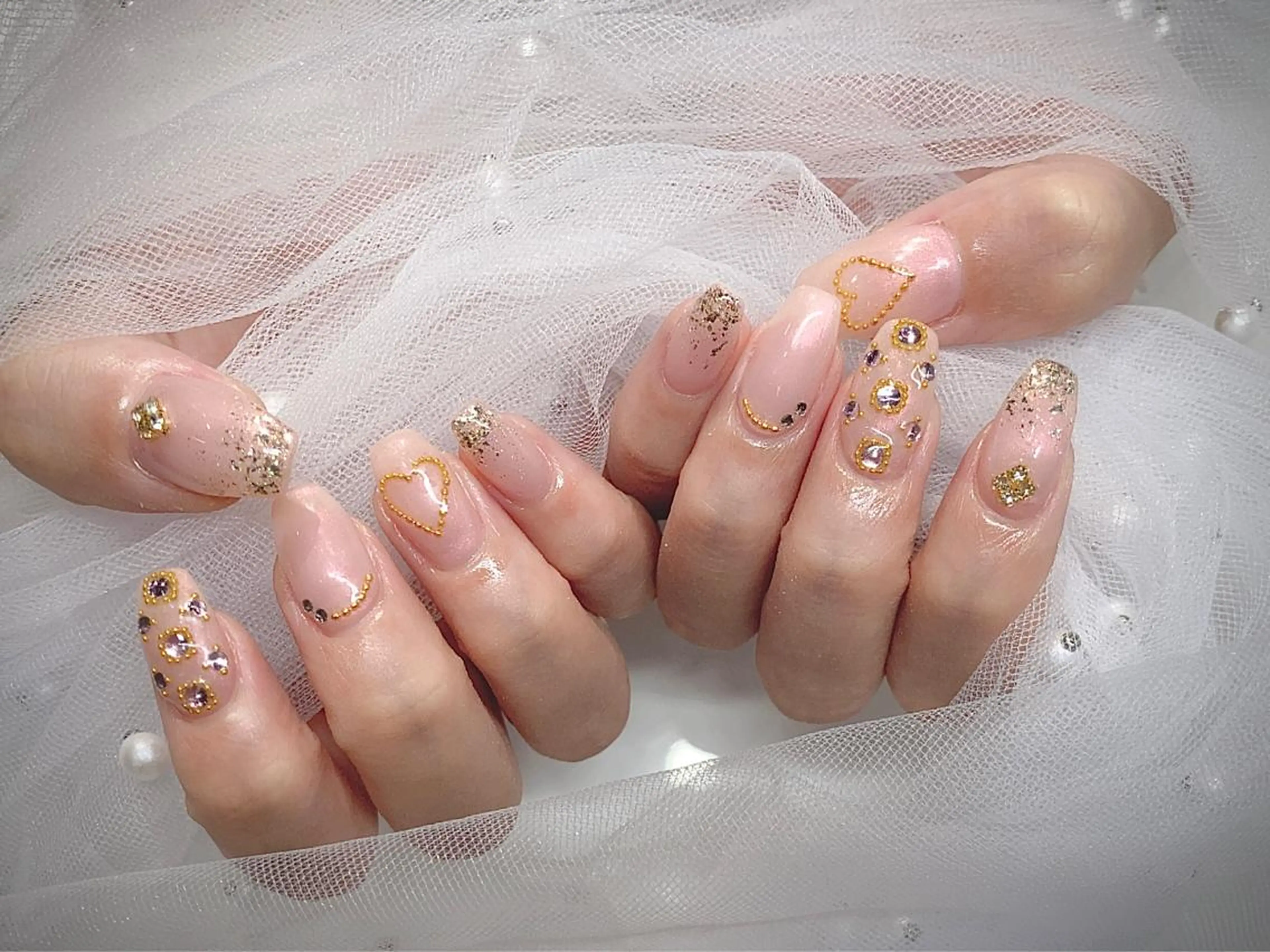 ネイル I-nailロング /ワンホン/キラキラのネイルデザイン