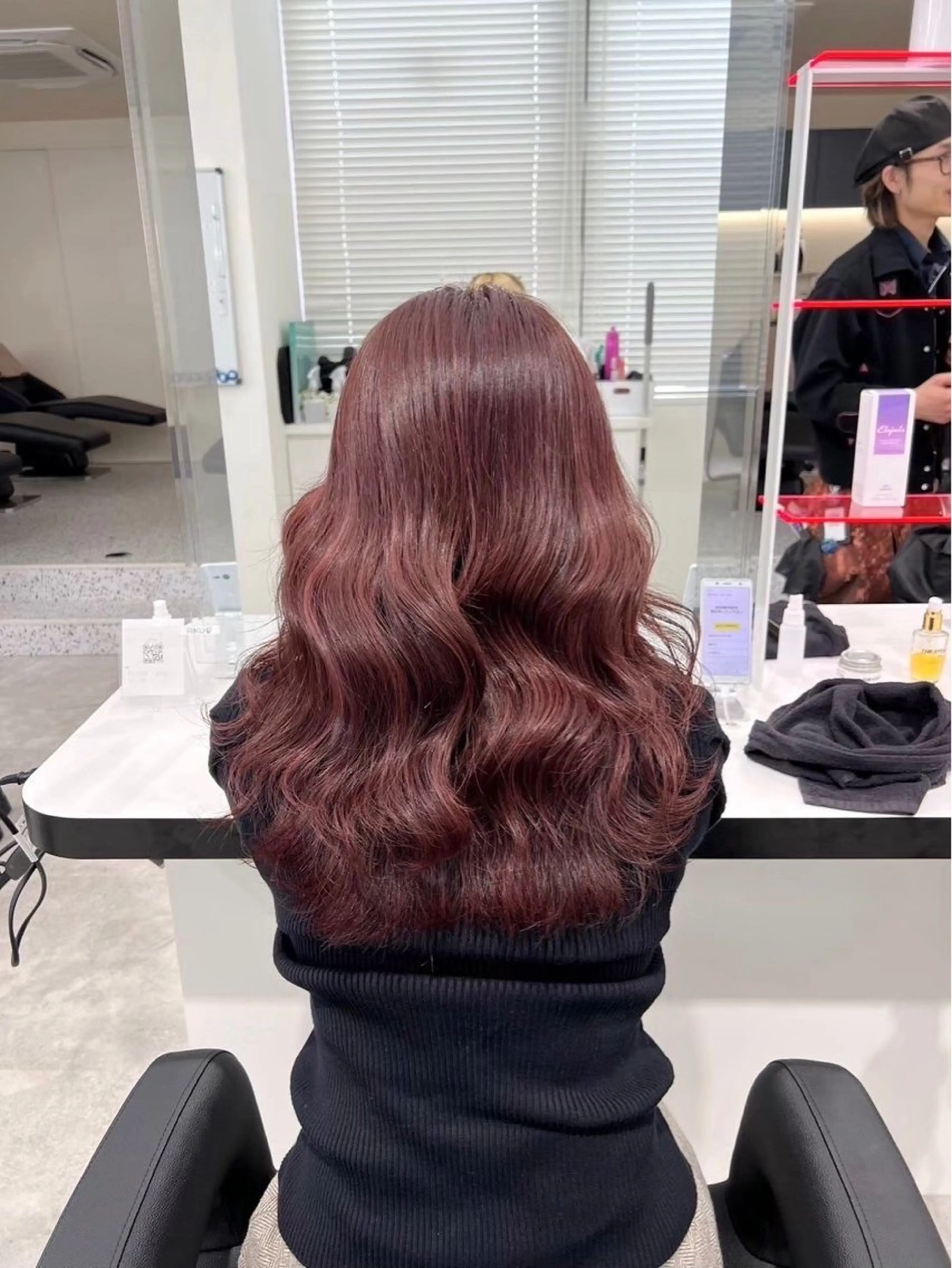 ロング カラー ヘアアレンジ ケアカラー ロング ヘアカラー ヘッドスパ ヘアセット ♥️暖色／深みレッド ♥️渋谷/らいるのヘアスタイル