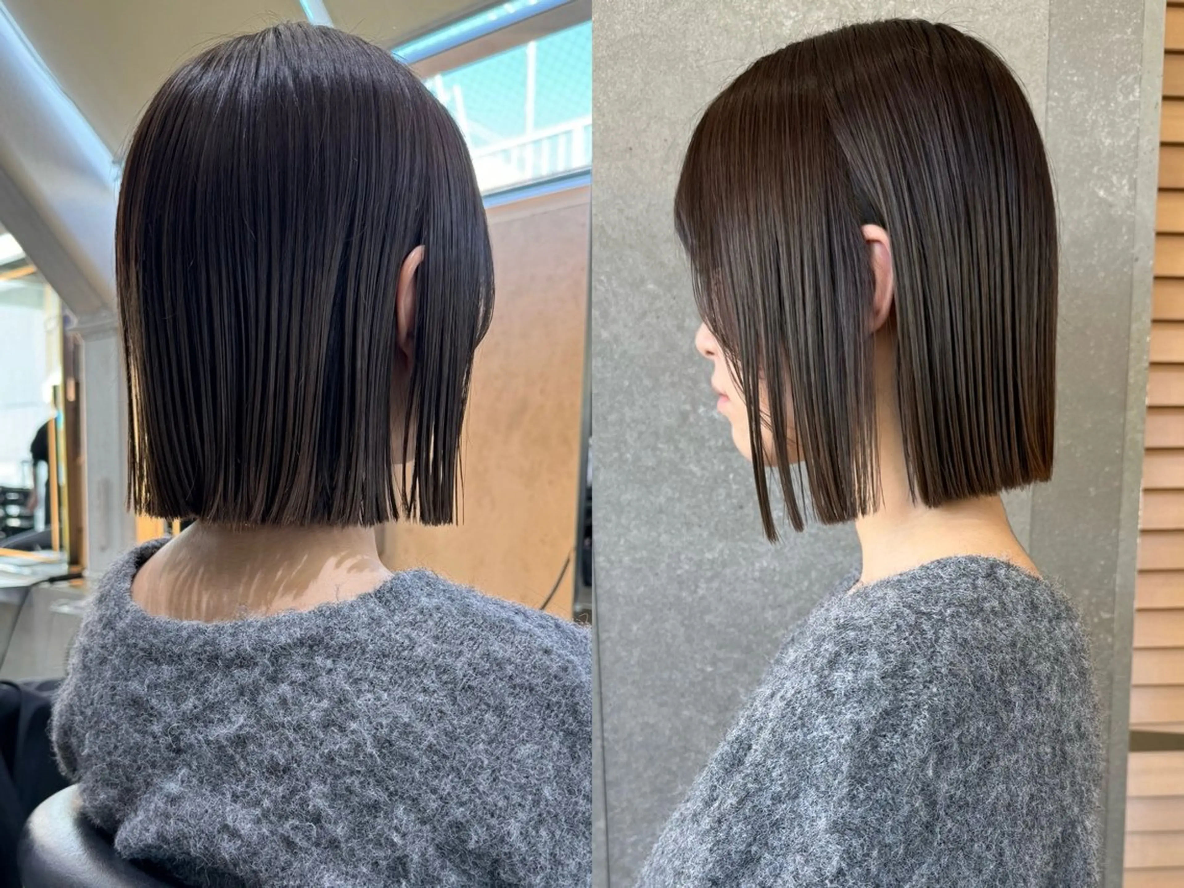 ミディアム カラー 切りっぱなしボブ ボブ 髪質改善 韓国風ヘア 外ハネヘア 畔上 尚也のヘアスタイル