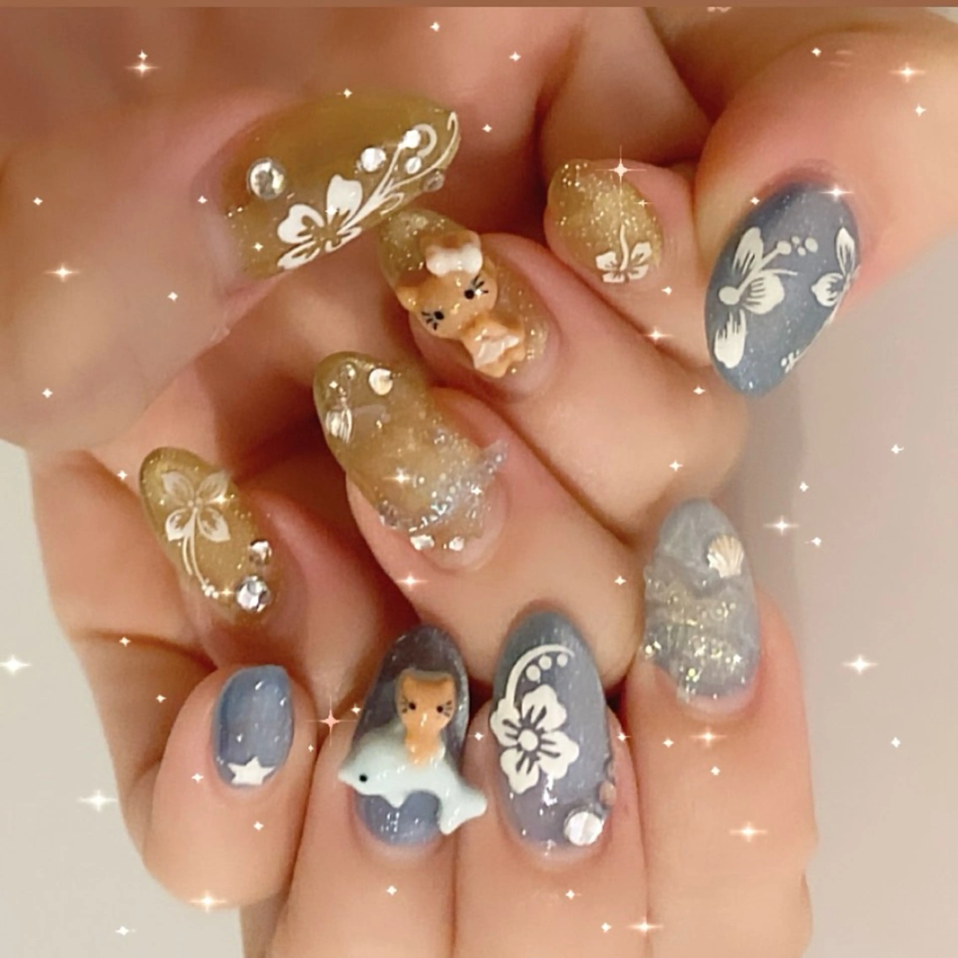 ネイル 持ち込み 艶/マグネット/網紅 /韓国/岩下りほのネイルデザイン