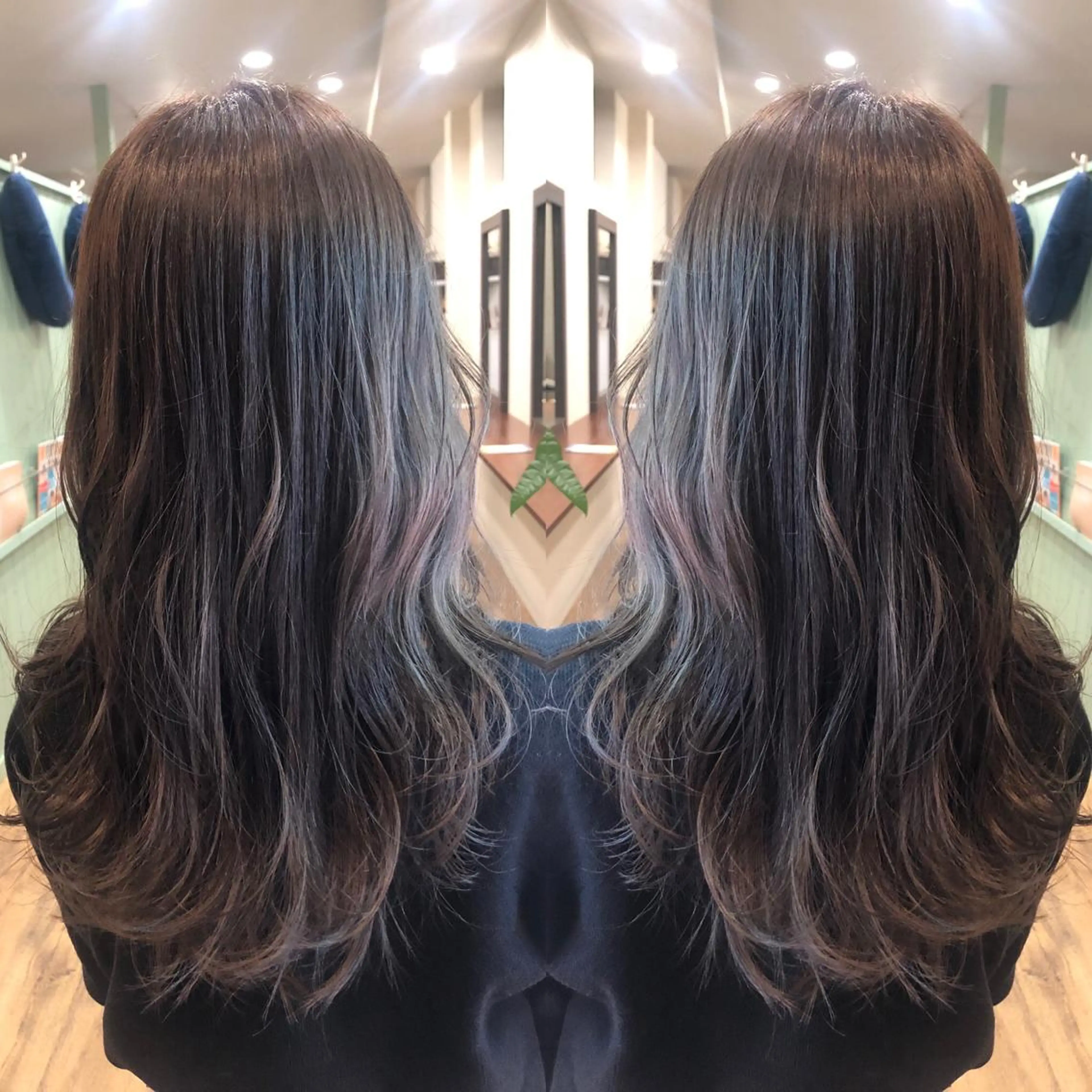 ロング カラー ブリーチ グレージュ ブリーチなしカラー 堀谷 彩花のヘアスタイル