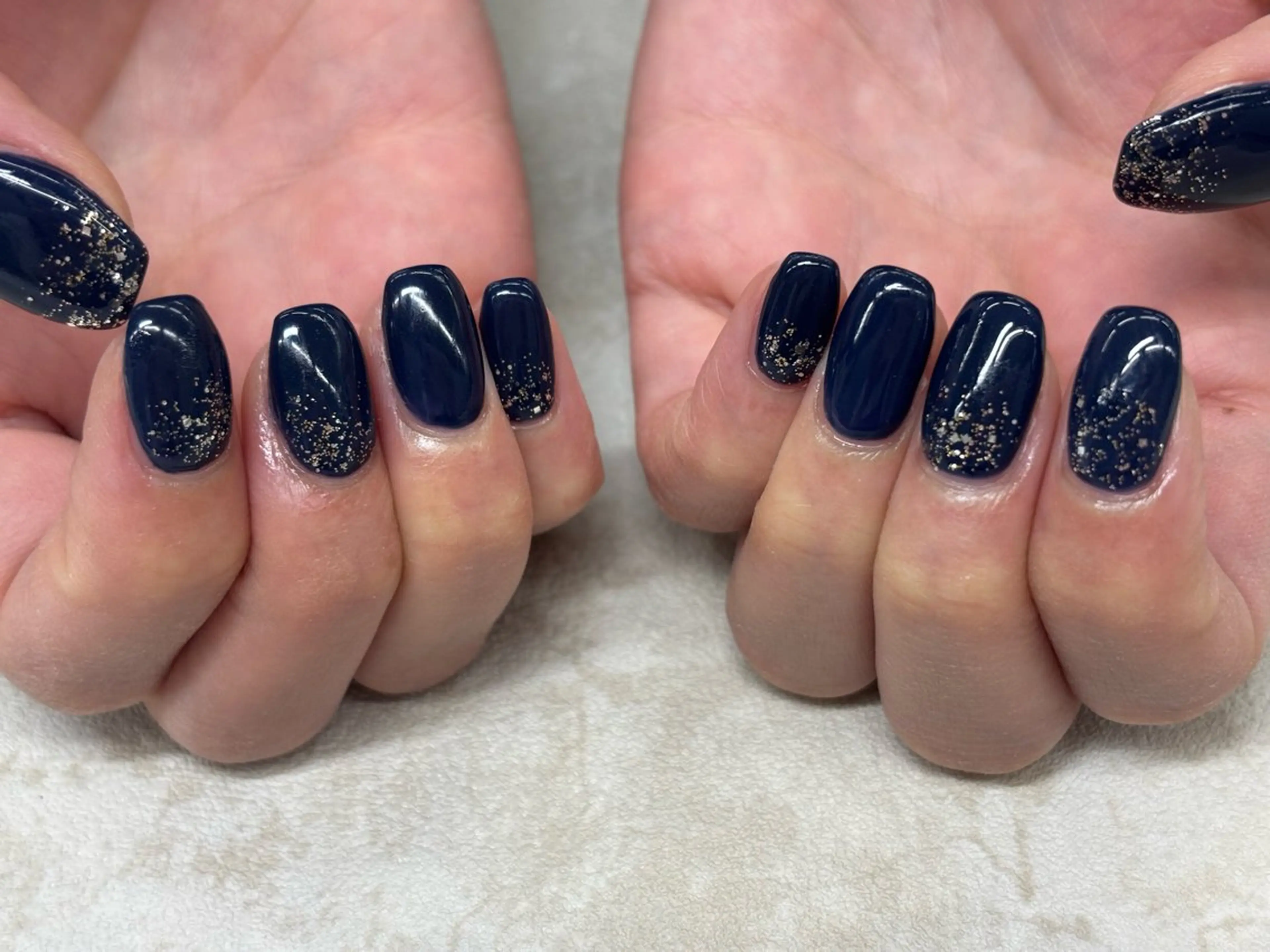 ネイル ラメ(グリッター) ネイビー ワンカラーネイル ハンドネイル private  nail monail所属・nail salon monailのネイルデザイン