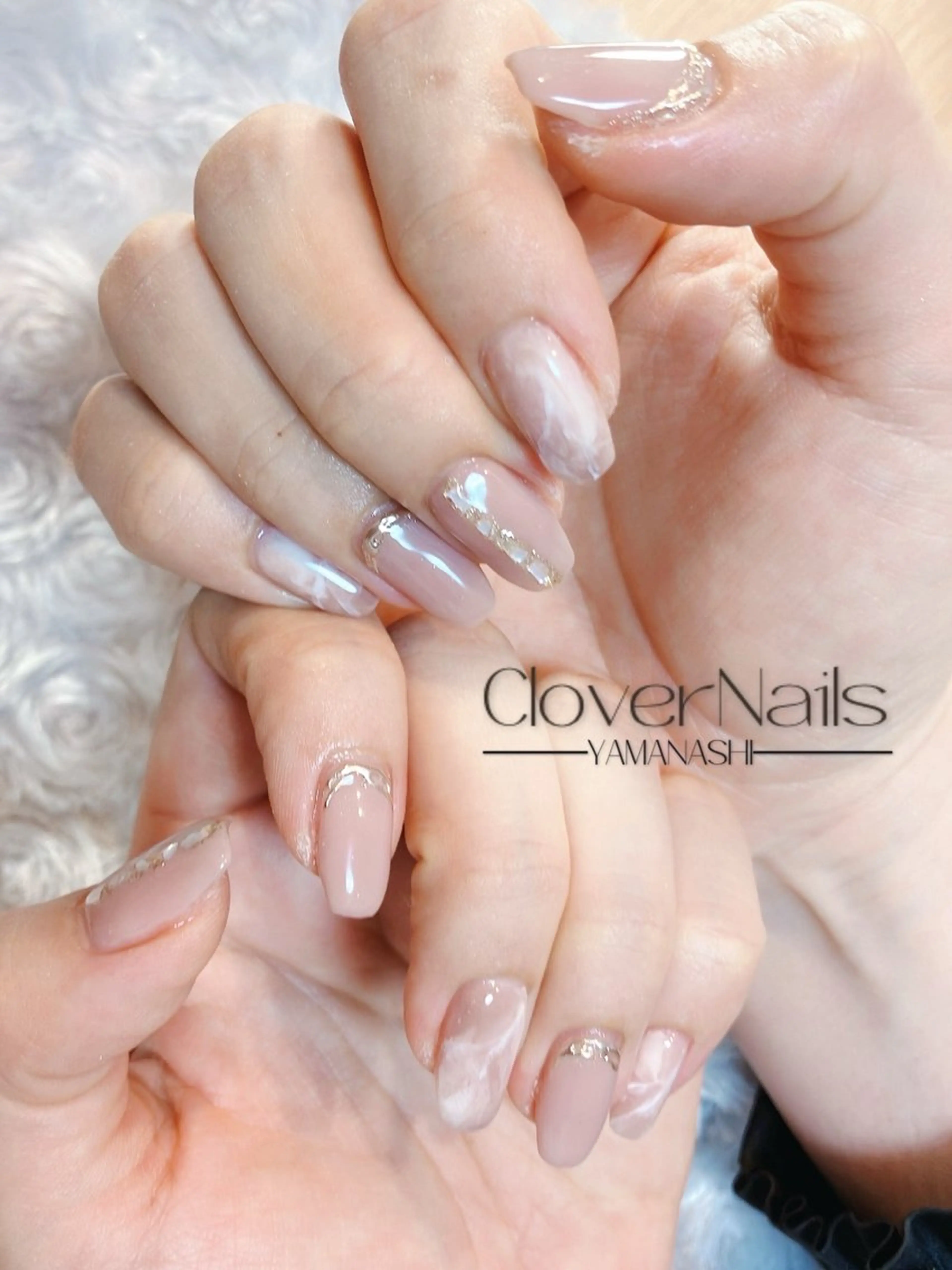 ネイル ラメ(グリッター) 大理石ネイル(マーブル) ハンドネイル 自宅ネイルサロン クロバーネイルのネイルデザイン