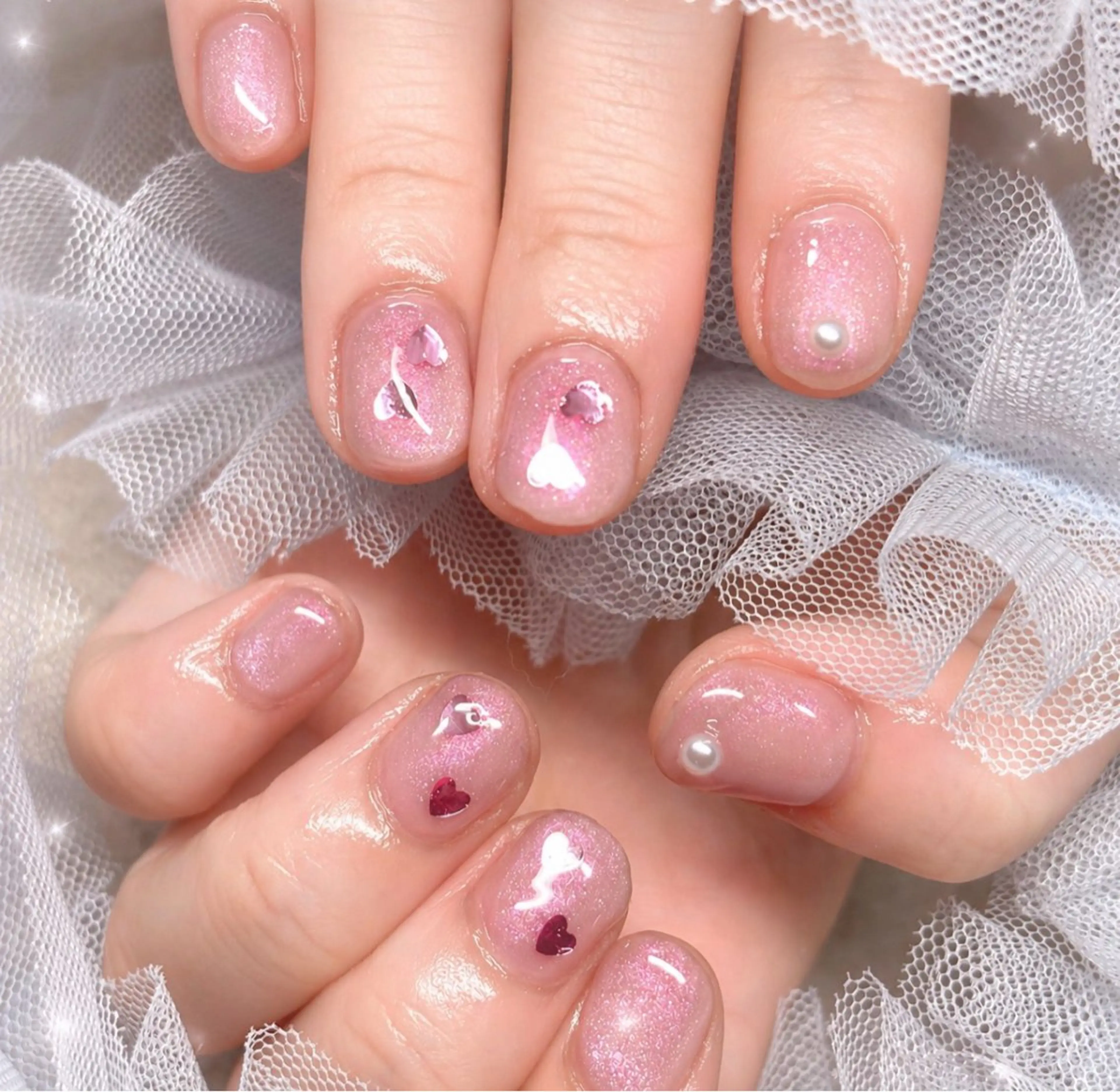 ネイル ハート 春ネイル ワンホンネイル miminon 自宅ネイルサロンのネイルデザイン