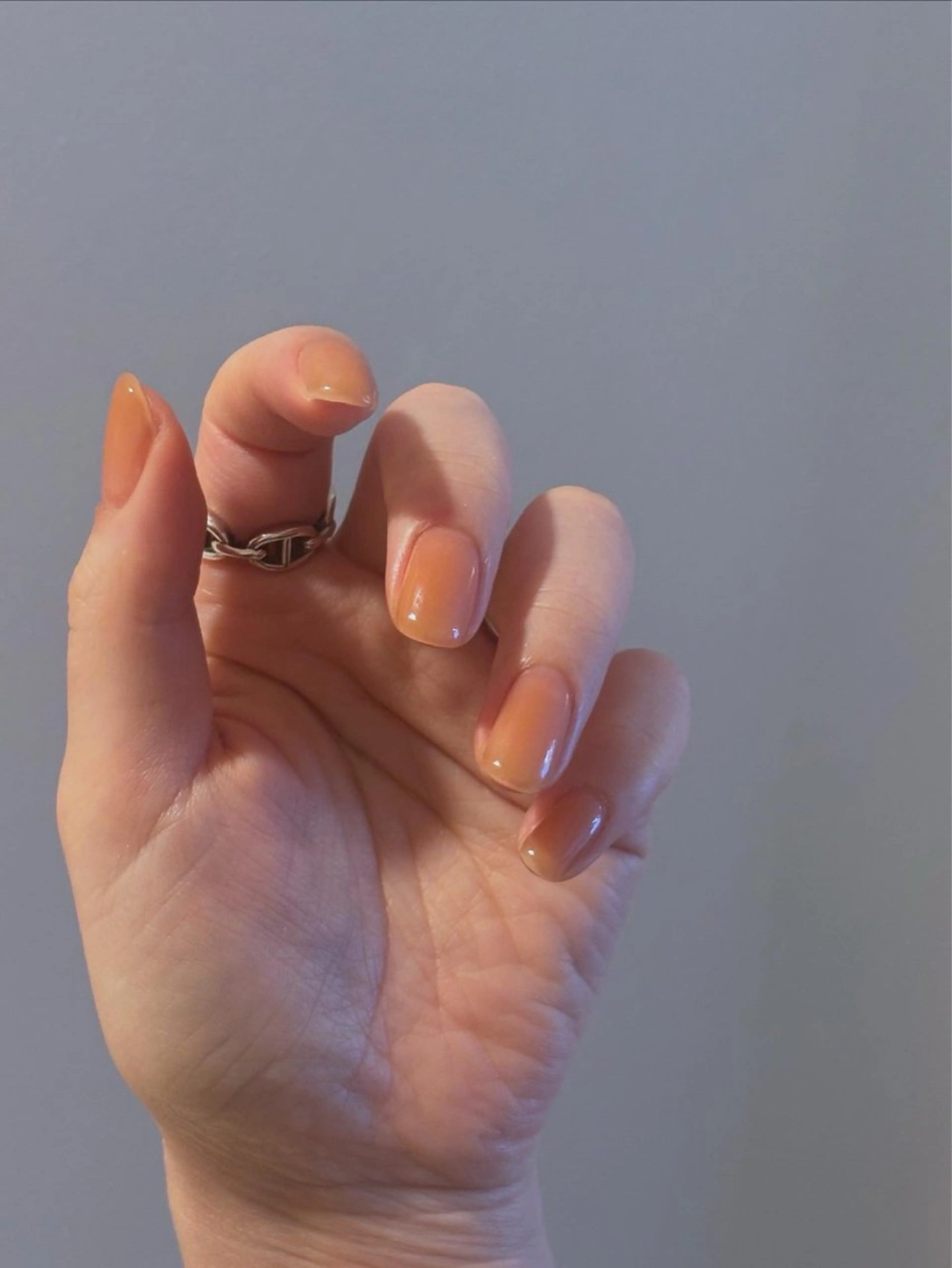 ネイル ワンカラーネイル オレンジ ピンク ハンドネイル Elio所属・Elio 国泰寺のネイルデザイン