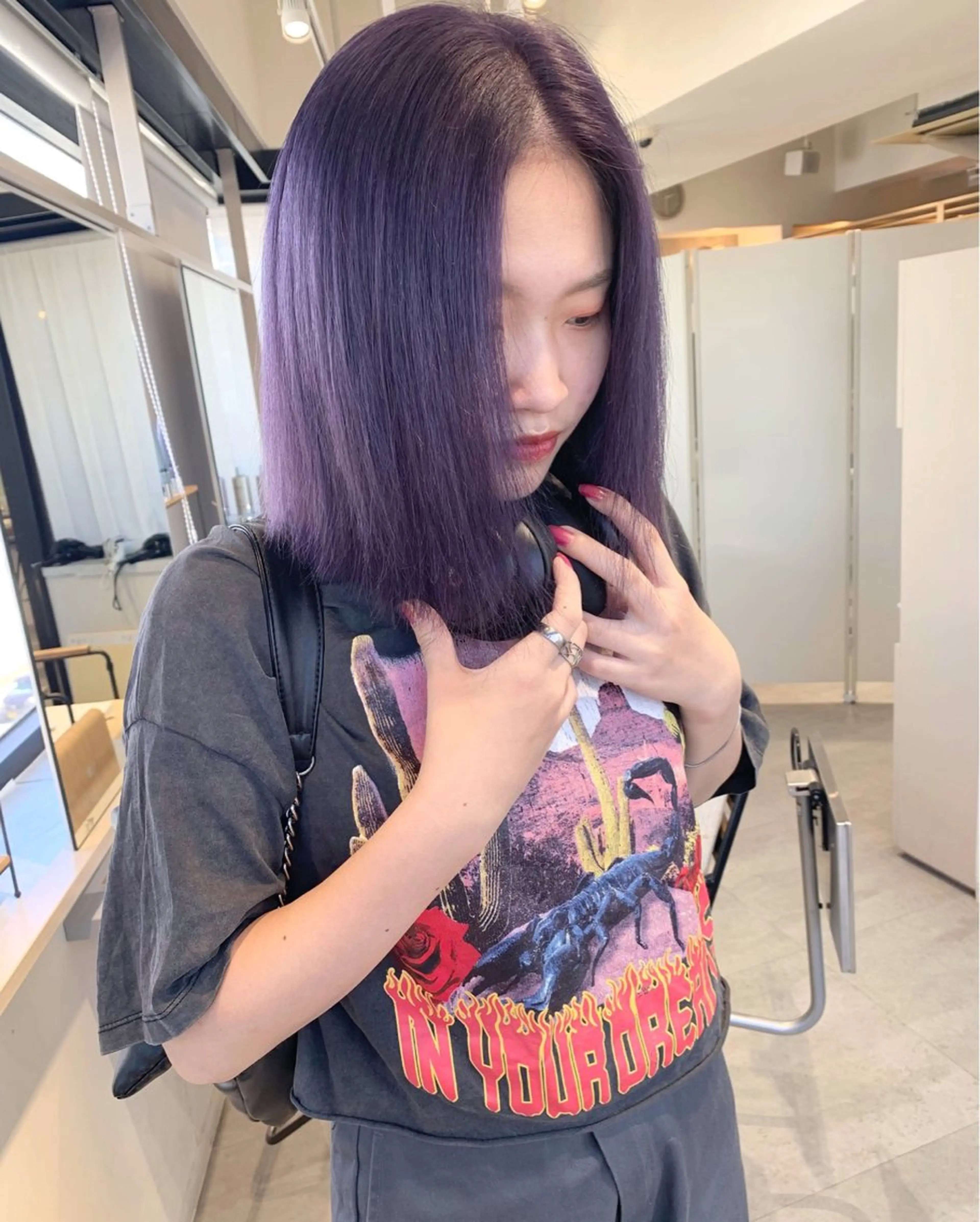 ミディアム カラー kanta 梅田 韓国ハイトーンのヘアスタイル