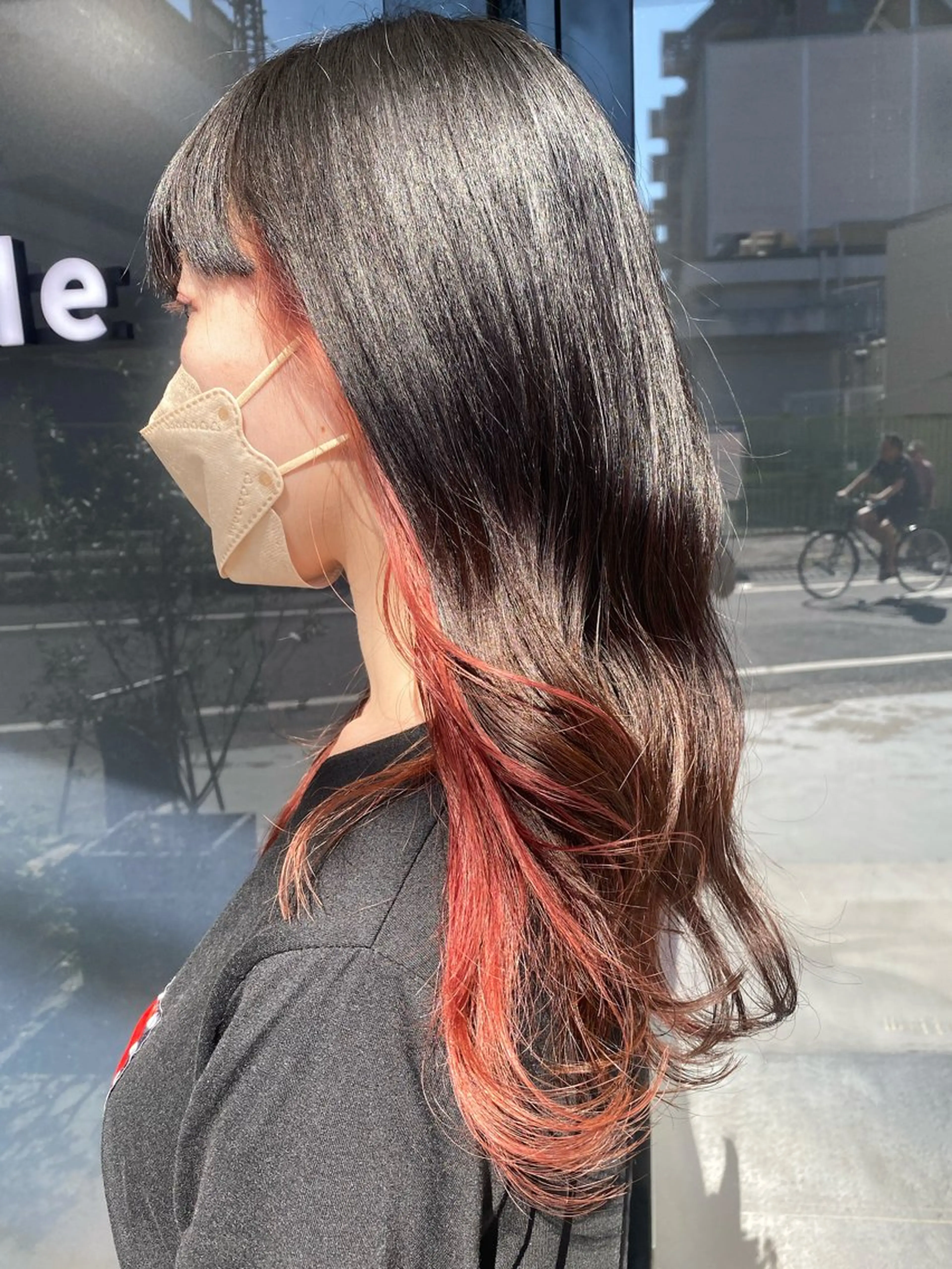 ロング カラー オレンジ オレンジレッド レッドカラー ヘアカラー 透明感カラー/パーマ 🌀アオノのヘアスタイル