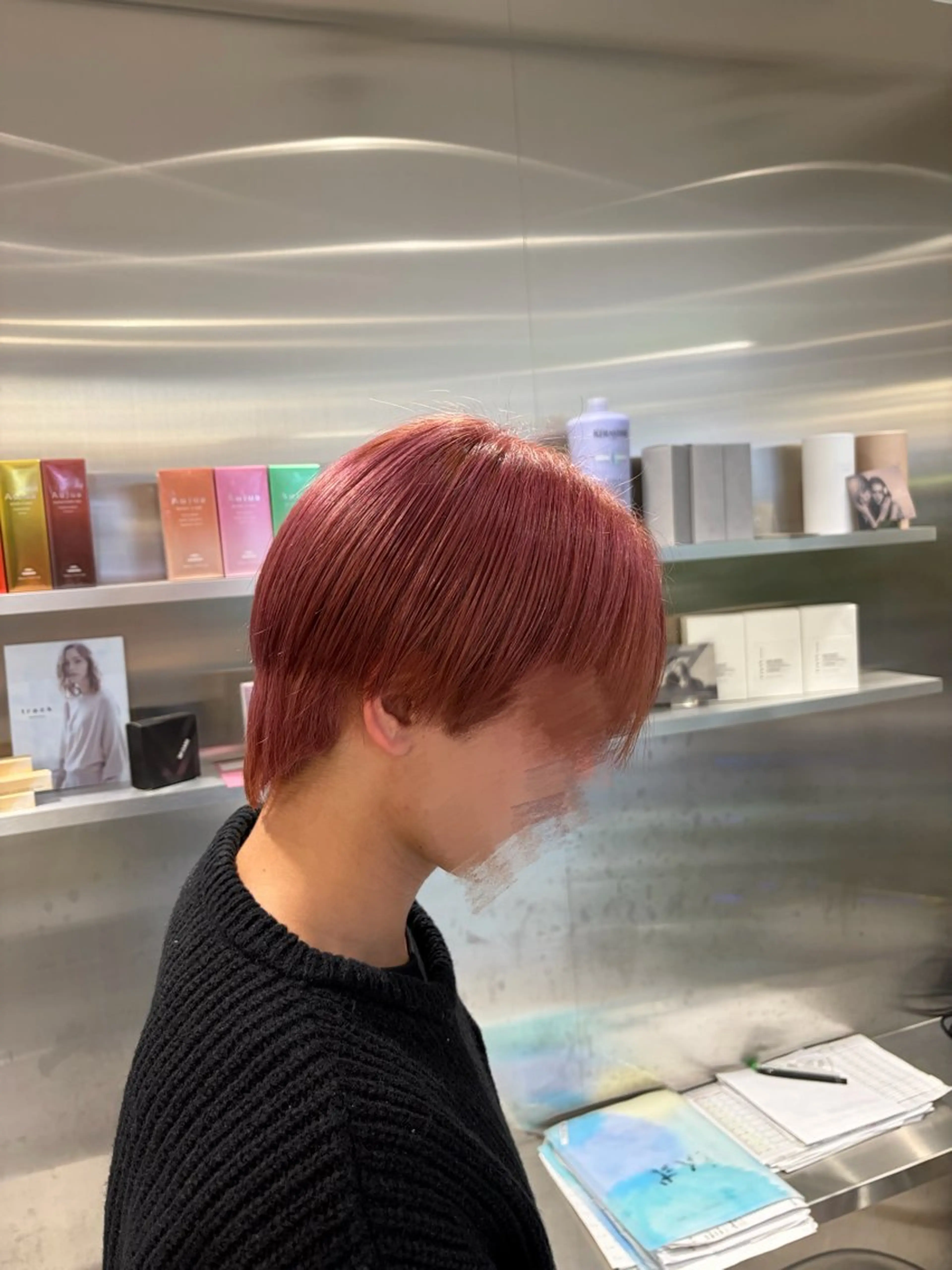 ショート カラー メンズ ヘアカラー ななみ.⋆𝜗𝜚 暖色艶カラー/まつパのヘアスタイル