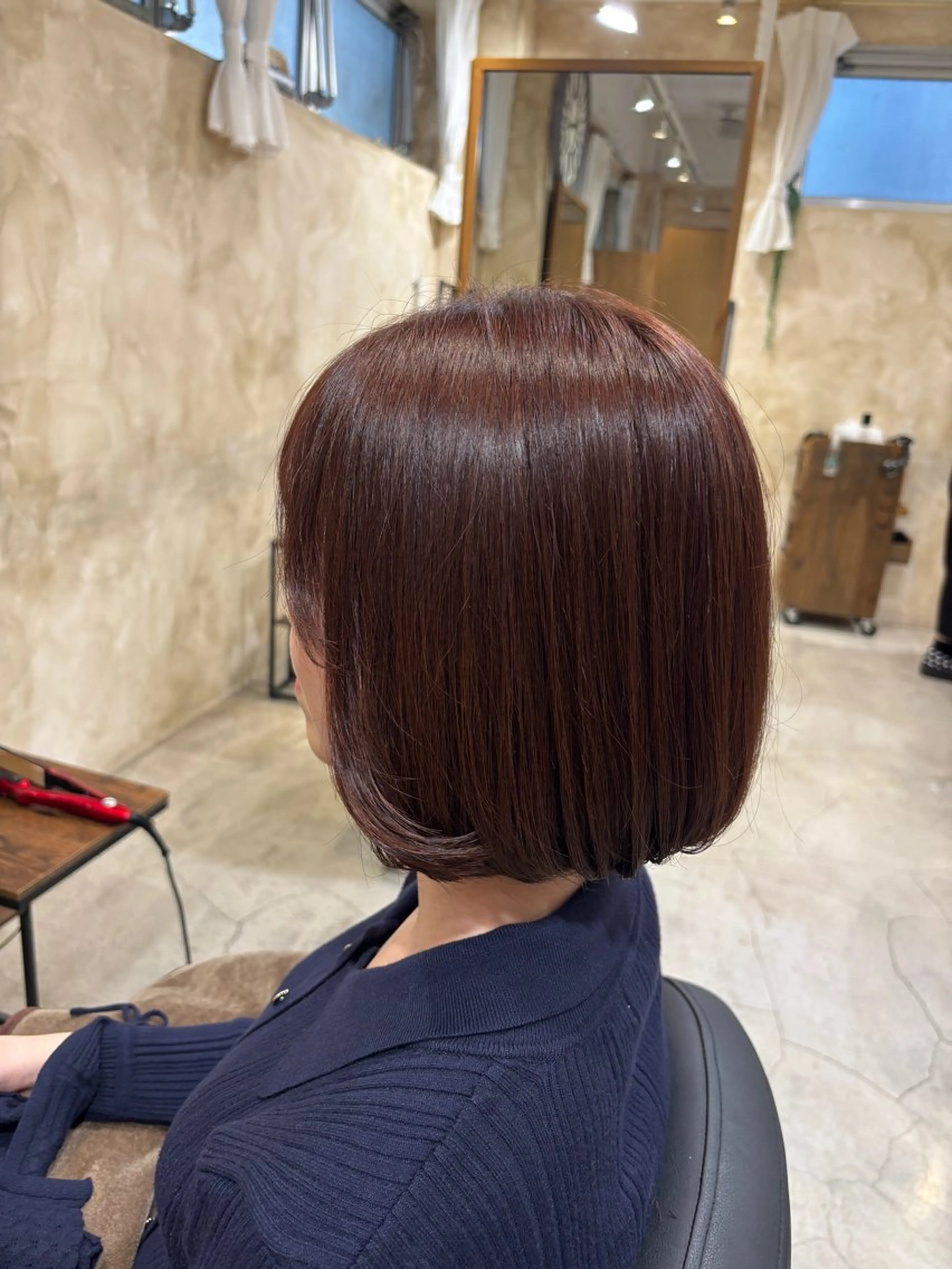 ミディアム ピンクブラウン ボブ ツヤカラー🫧Sae ネイルモデル募集中のヘアスタイル
