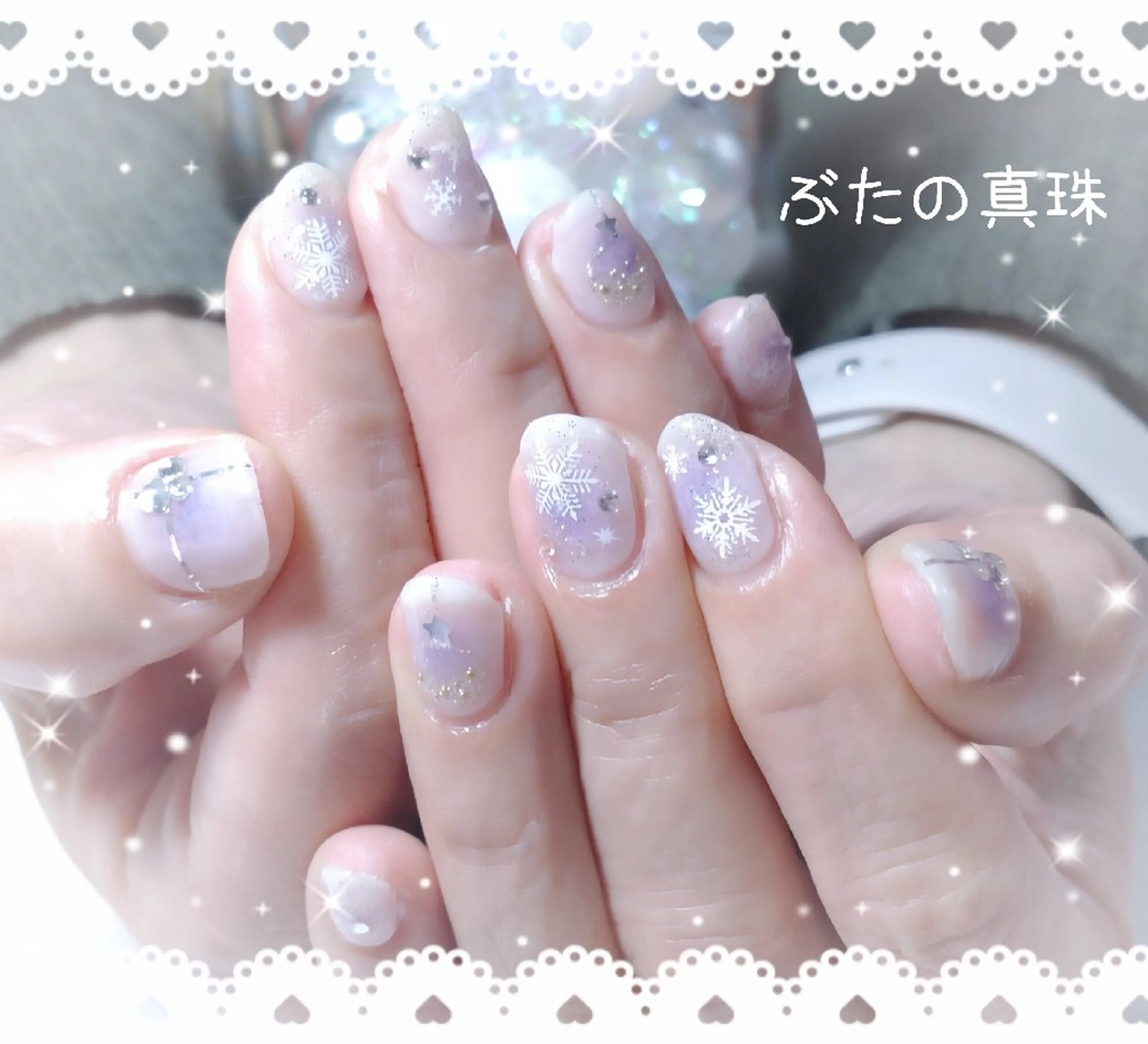 ネイル ブルー チークネイル ハンドネイル 林 珠里のネイルデザイン