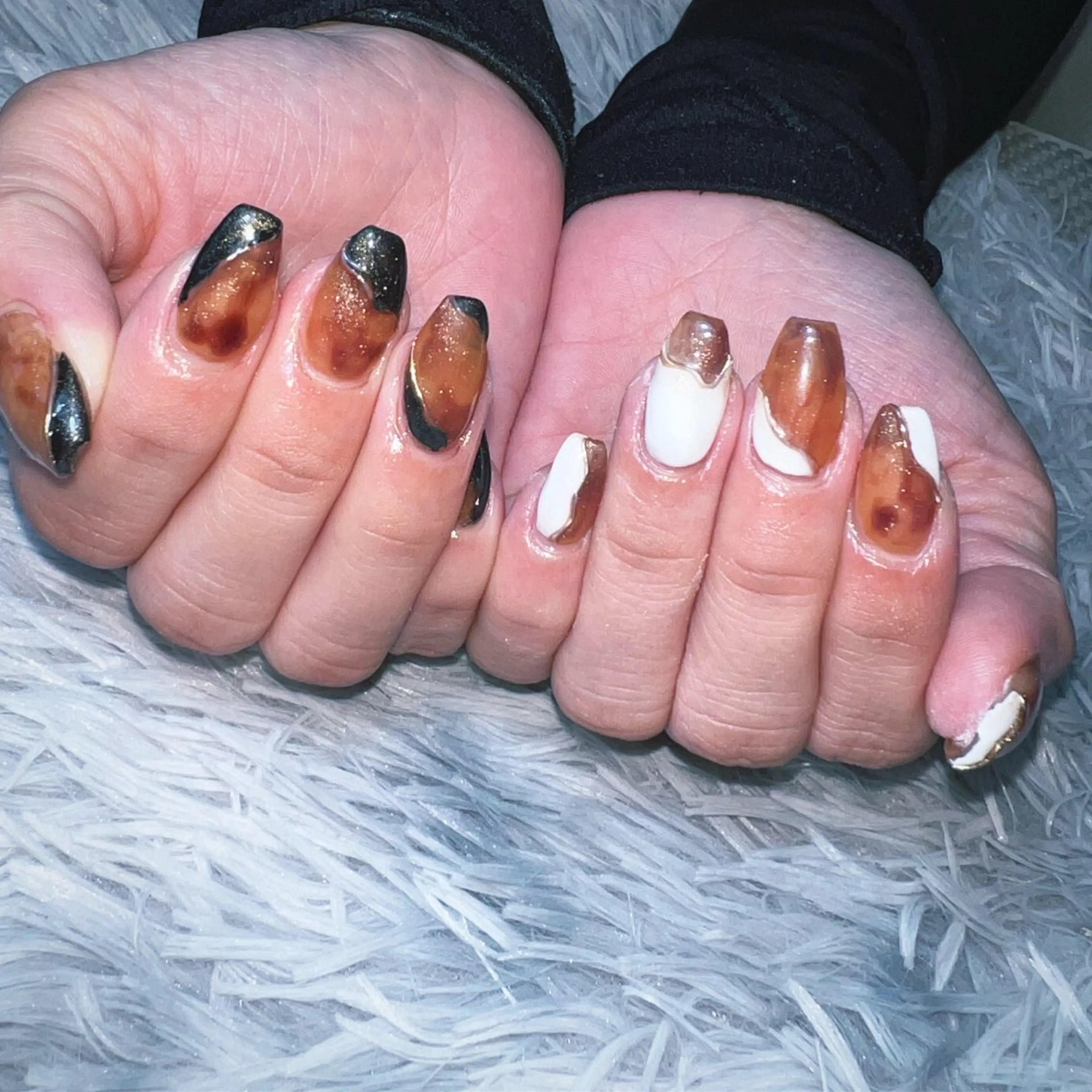 ネイル べっ甲ネイル スカルプネイル ハンドネイル シェヌネイル JURAのネイルデザイン