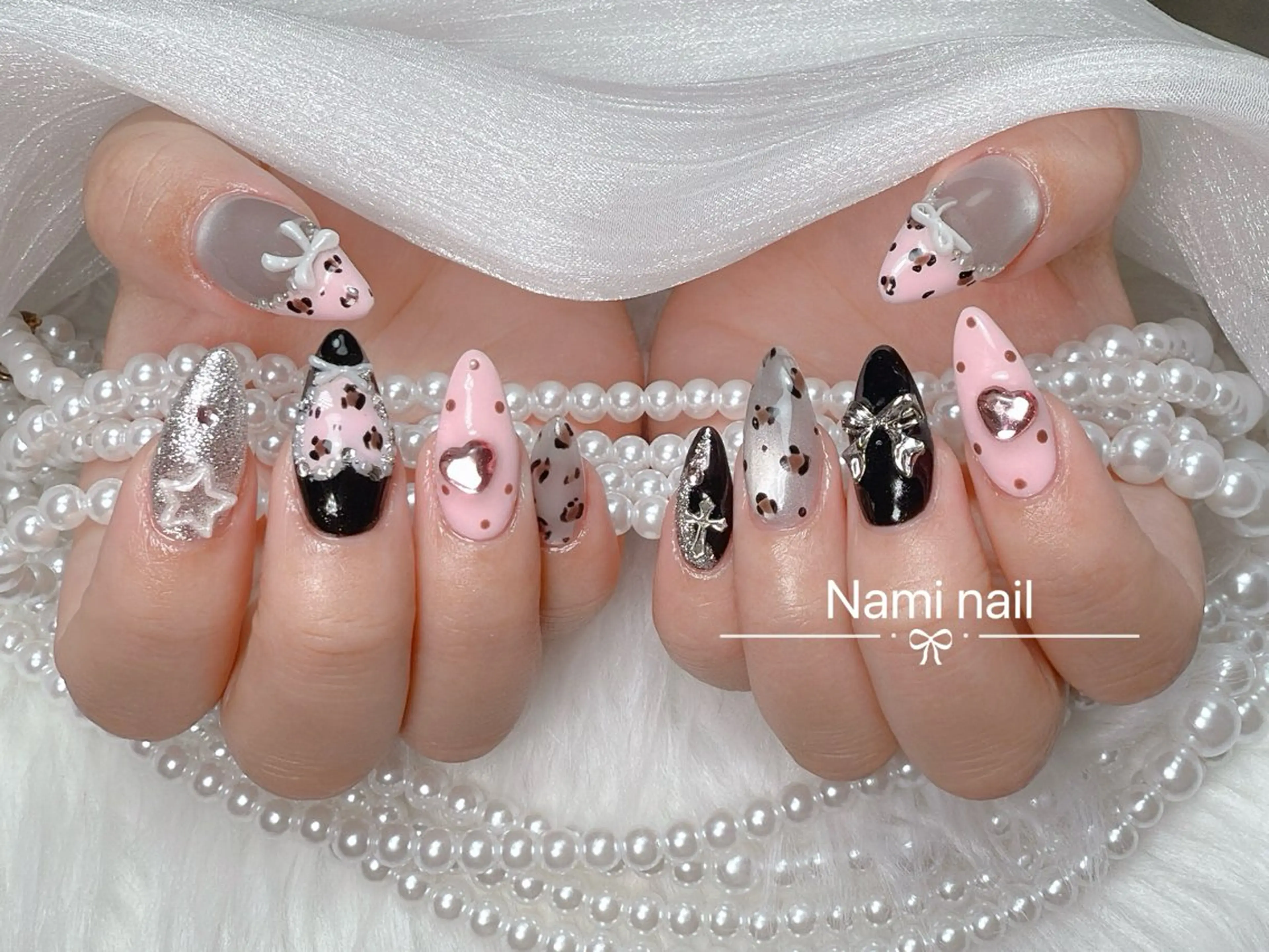 ネイル ガーリー 韓国ネイル ロングネイル 持ち込み ハンドネイル Nami nail salonのネイルデザイン