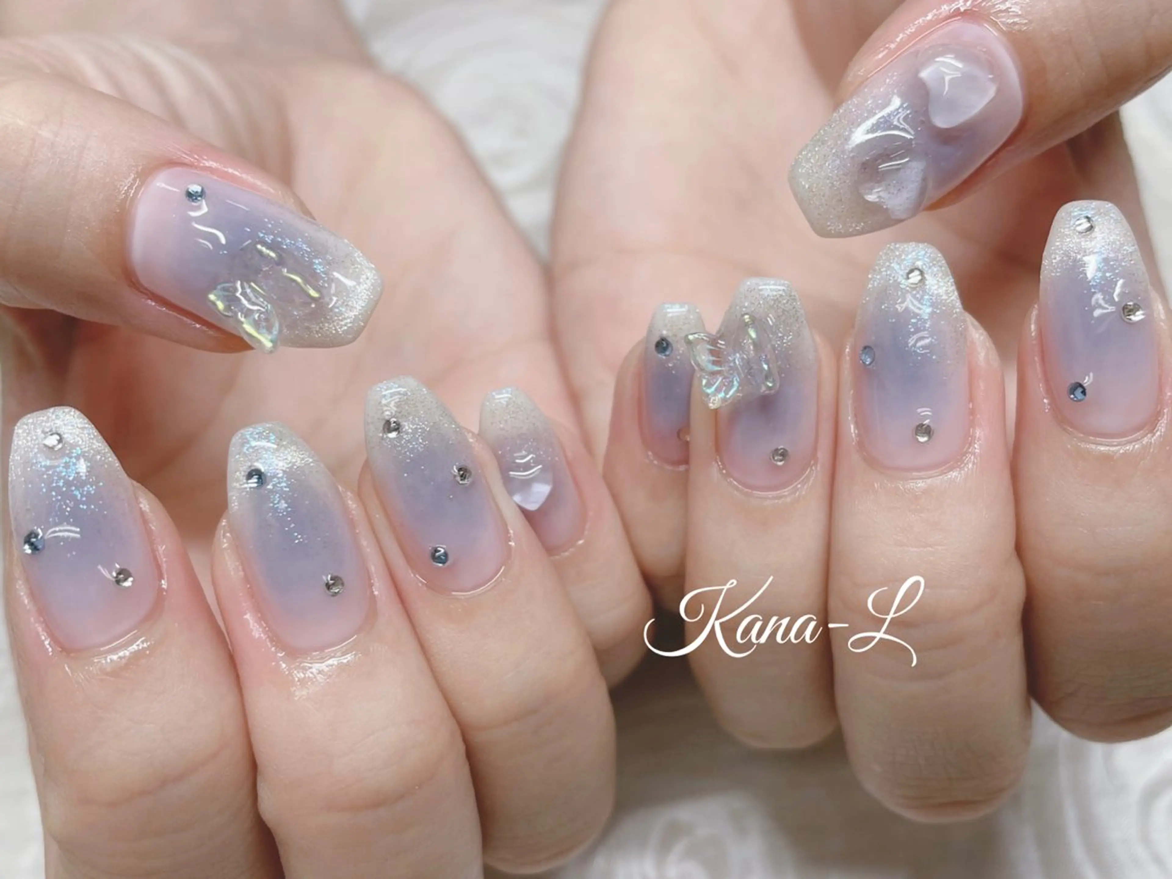ネイル チークネイル フレンチネイル ジェルネイル ハート 韓国ネイル 芦辺 香奈のネイルデザイン