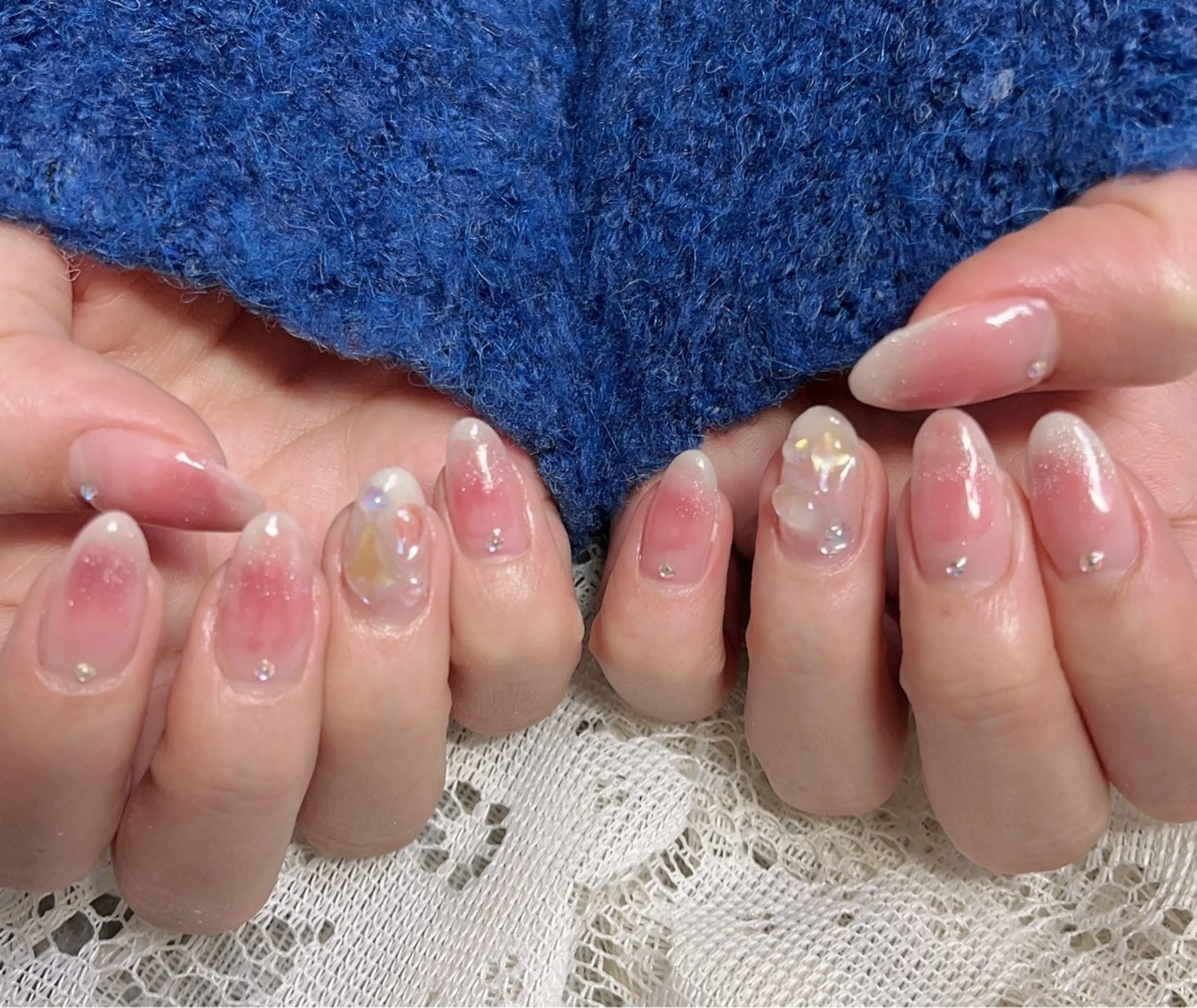 ネイル アートネイル チークネイル クリアネイル 持ち込み 春ネイル ハンドネイル ハンドケア ベテランネイル cnc  nailのネイルデザイン