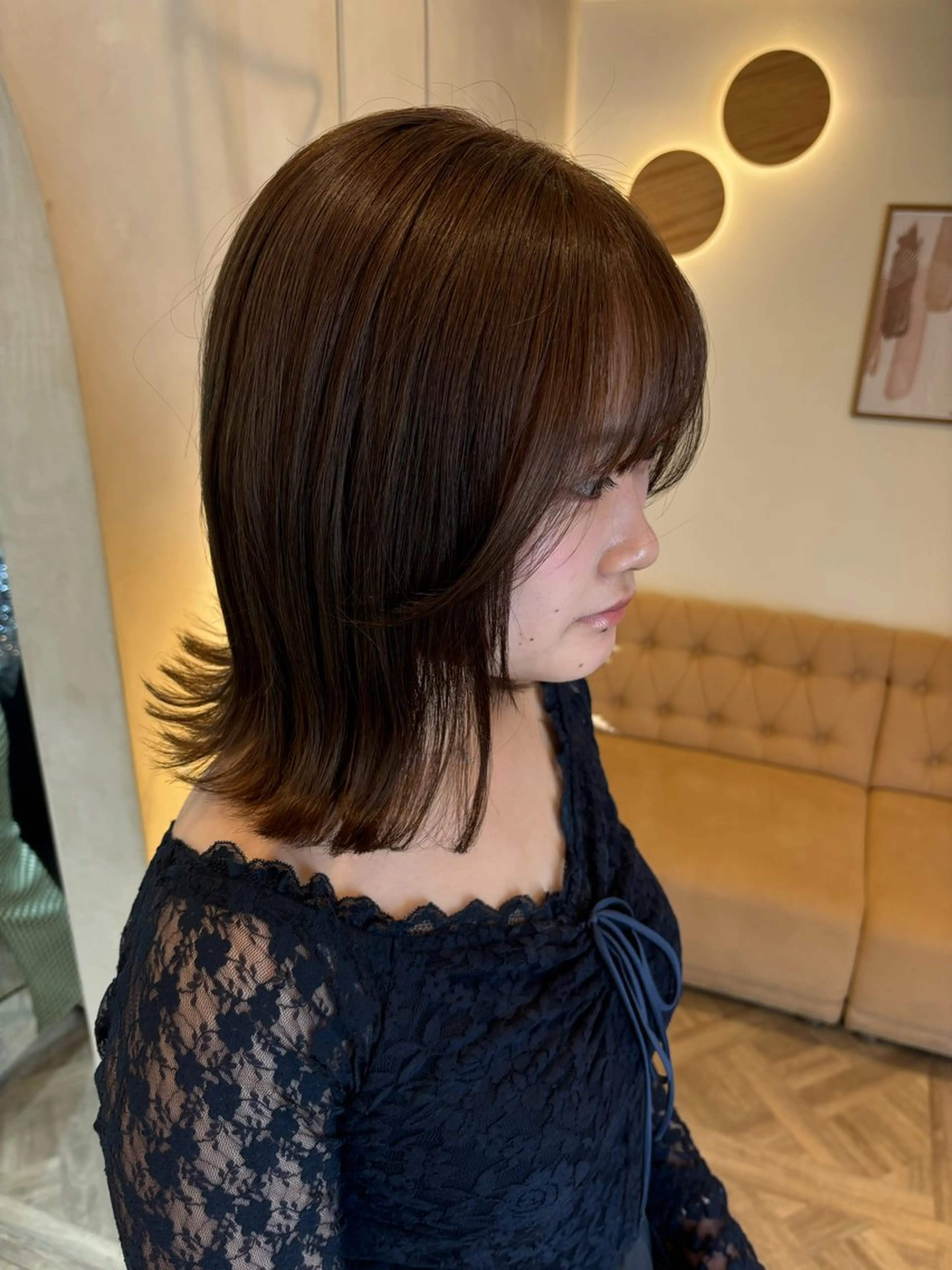 ミディアム ヘアカラー トリートメント ミルクティ/ピンク/ レイヤー/yuriaのヘアスタイル