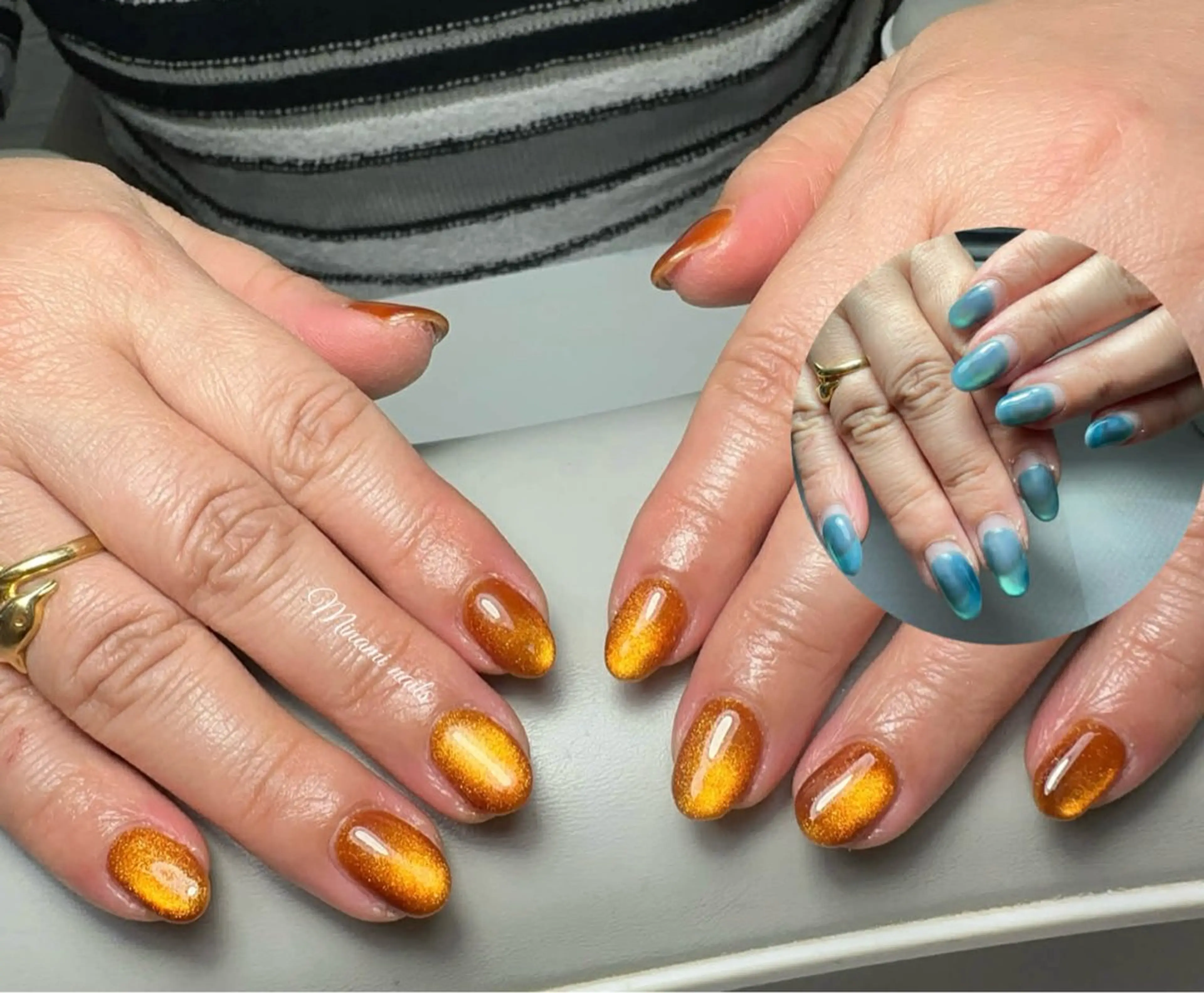 ネイル アートネイル オーロラネイル ガーリー キラキラネイル 韓国ネイル ハンドネイル Minami Nailsのネイルデザイン