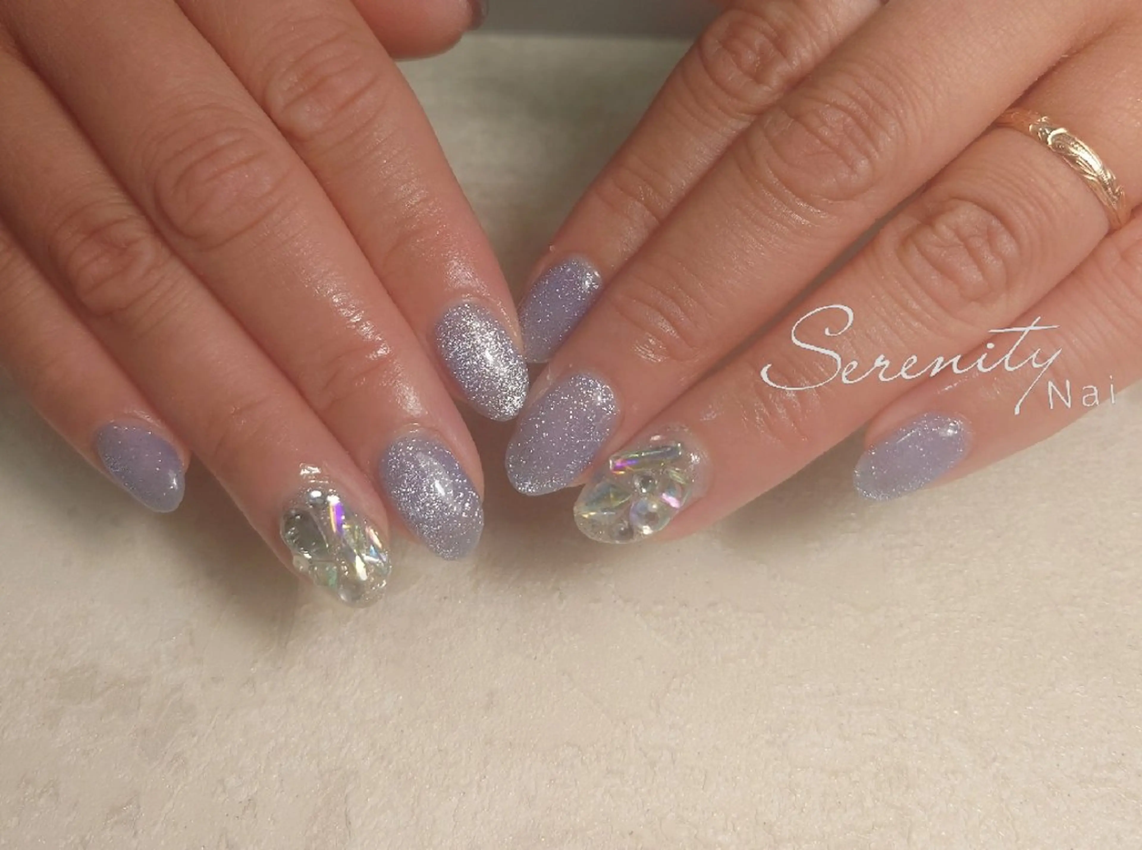 ネイル ブルー マグネットネイル ストーンネイル nail  serenityのネイルデザイン