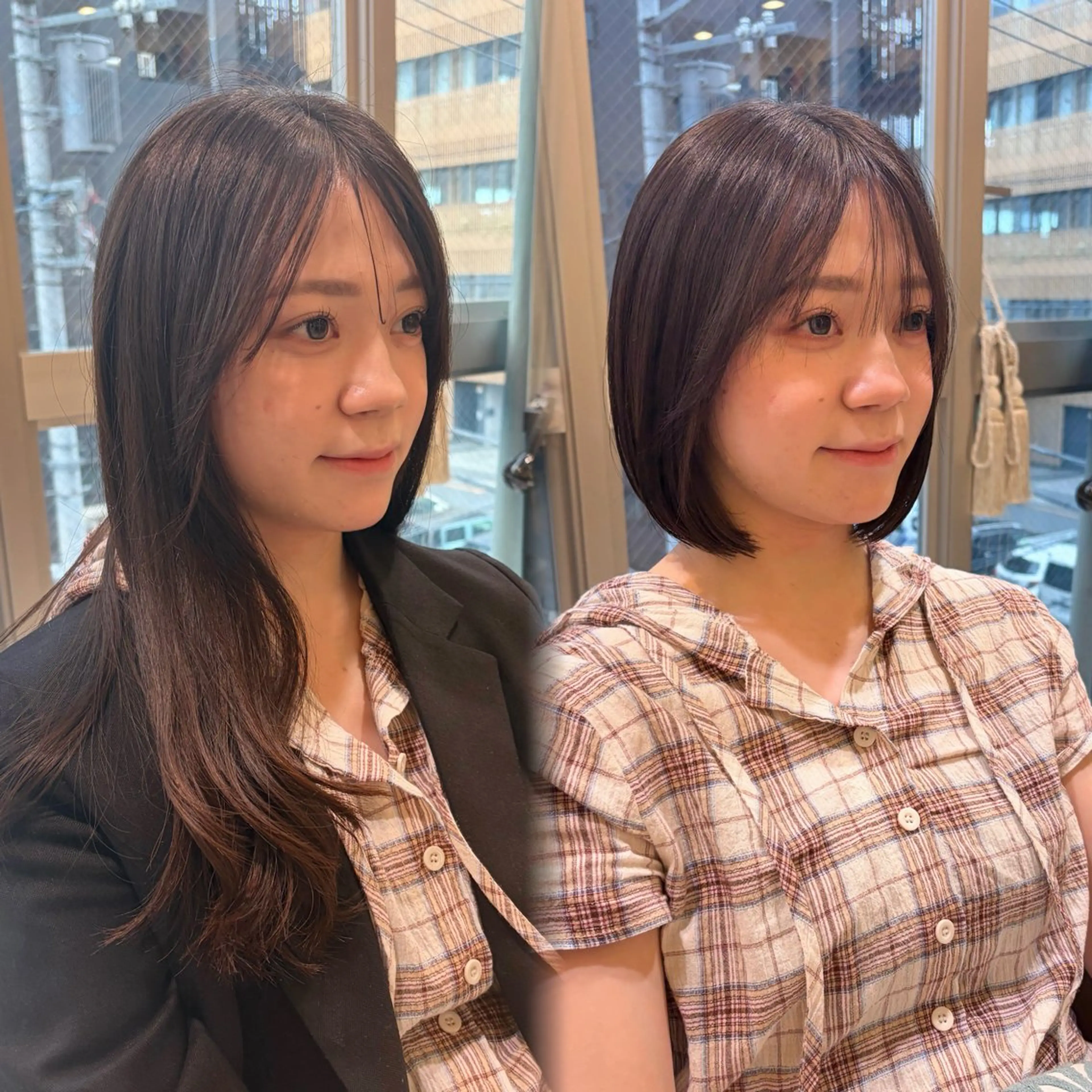 ミディアム カラー カット ヘアカラー 縮毛矯正 トリートメント 🫧ボブ／縮毛矯正／ 小顔／ゆーな🫧のヘアスタイル