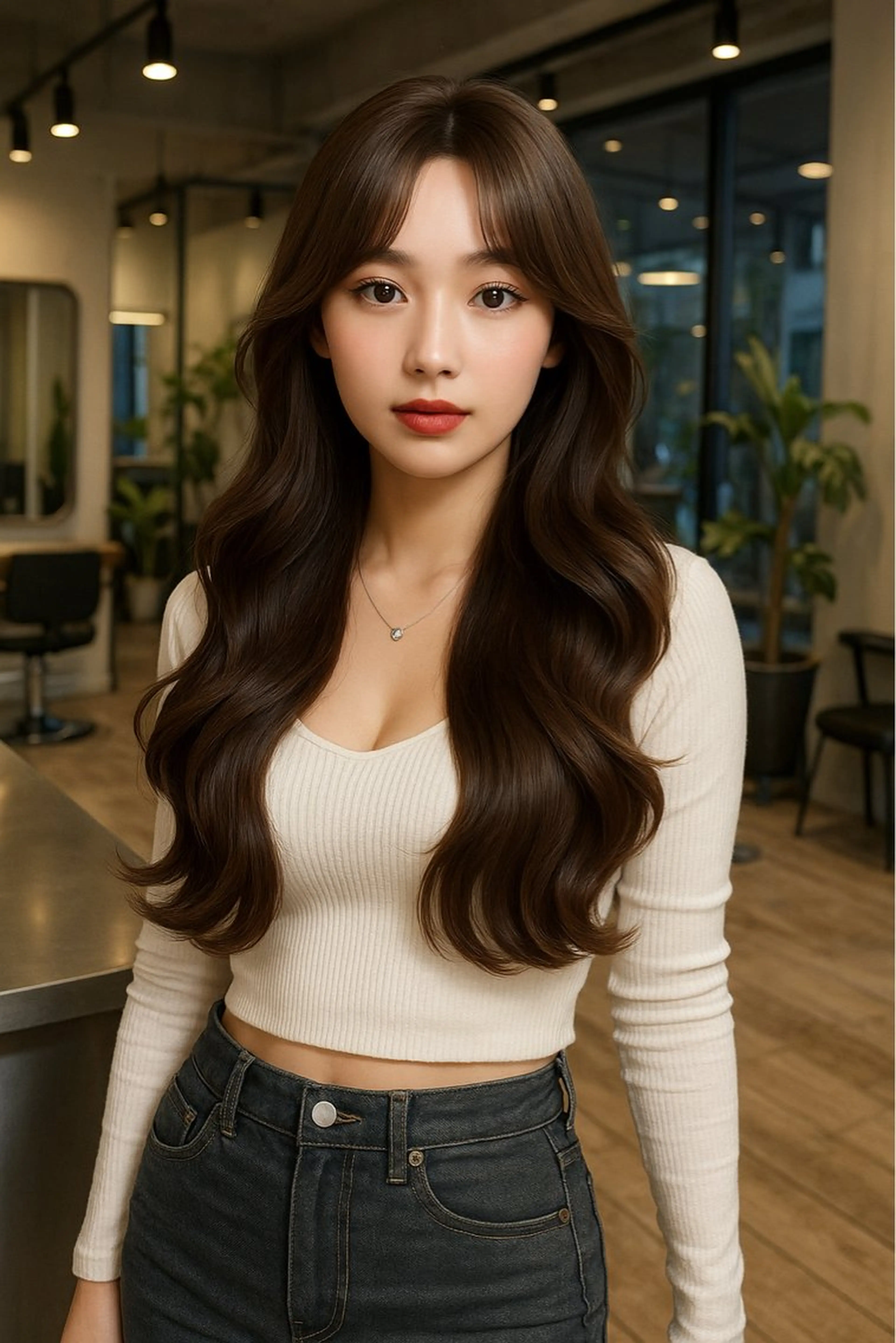 セミロング カラー パーマ ヘアアレンジ メンズ キッズ カット ヘアカラー トリートメント 🦋韓国レイヤー｜ 透明感グレージュ🦋のヘアスタイル