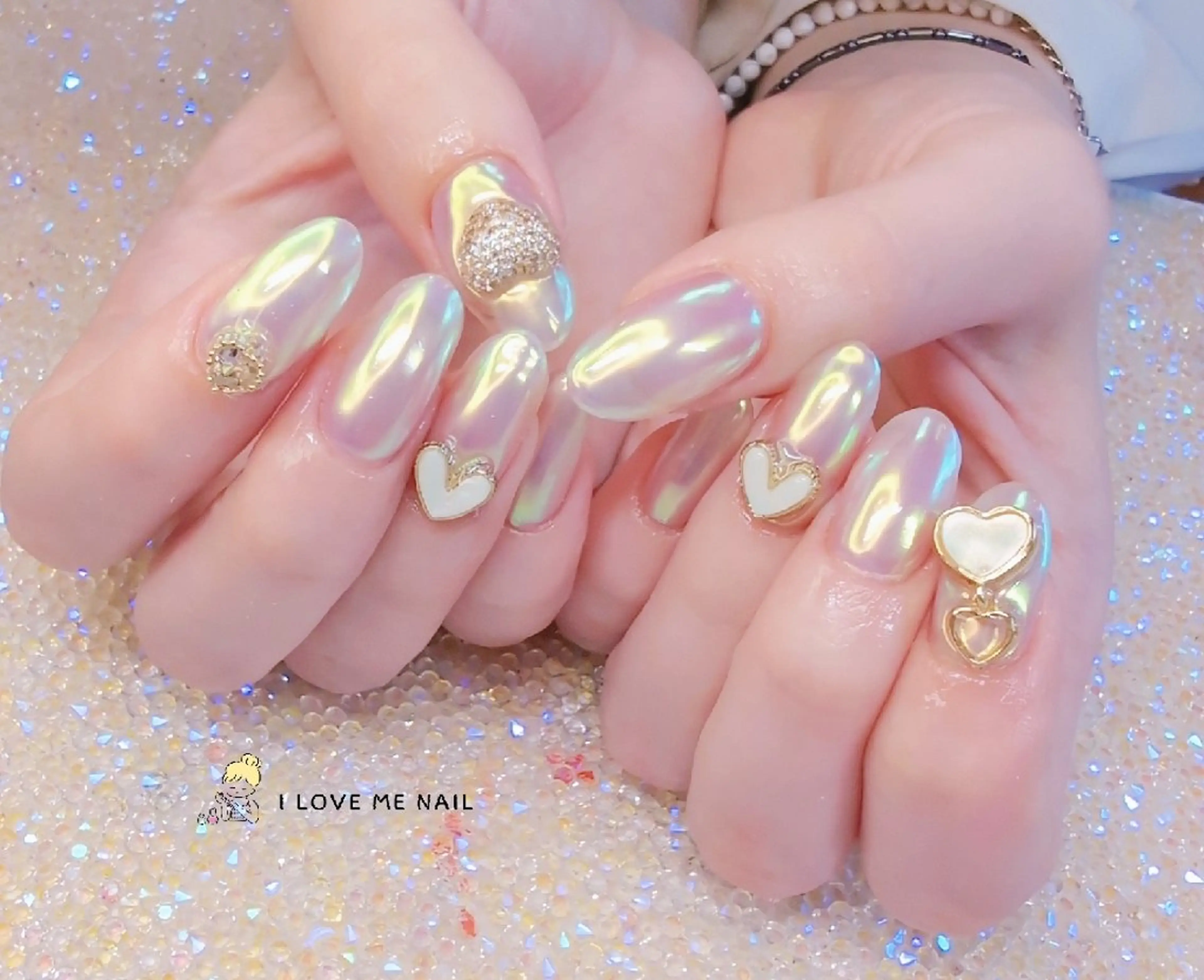 ネイル 長さ出し ハート 韓国ネイル マグネットネイル ニュアンスネイル ハンドネイル I LOVE ME NAIL.｡.:*♡のネイルデザイン