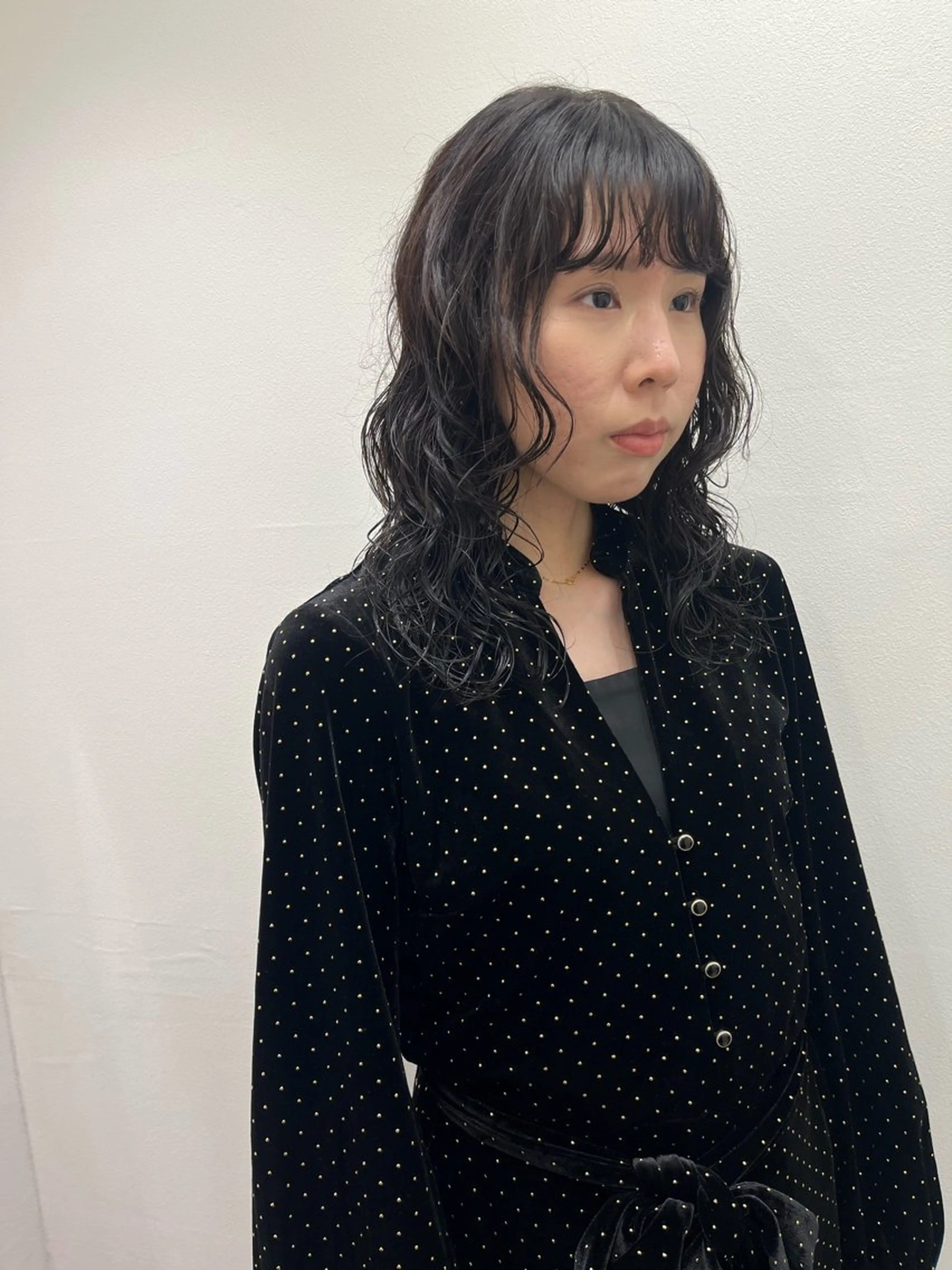 ミディアム パーマ カット パーマ トリートメント 松村 澪里のヘアスタイル