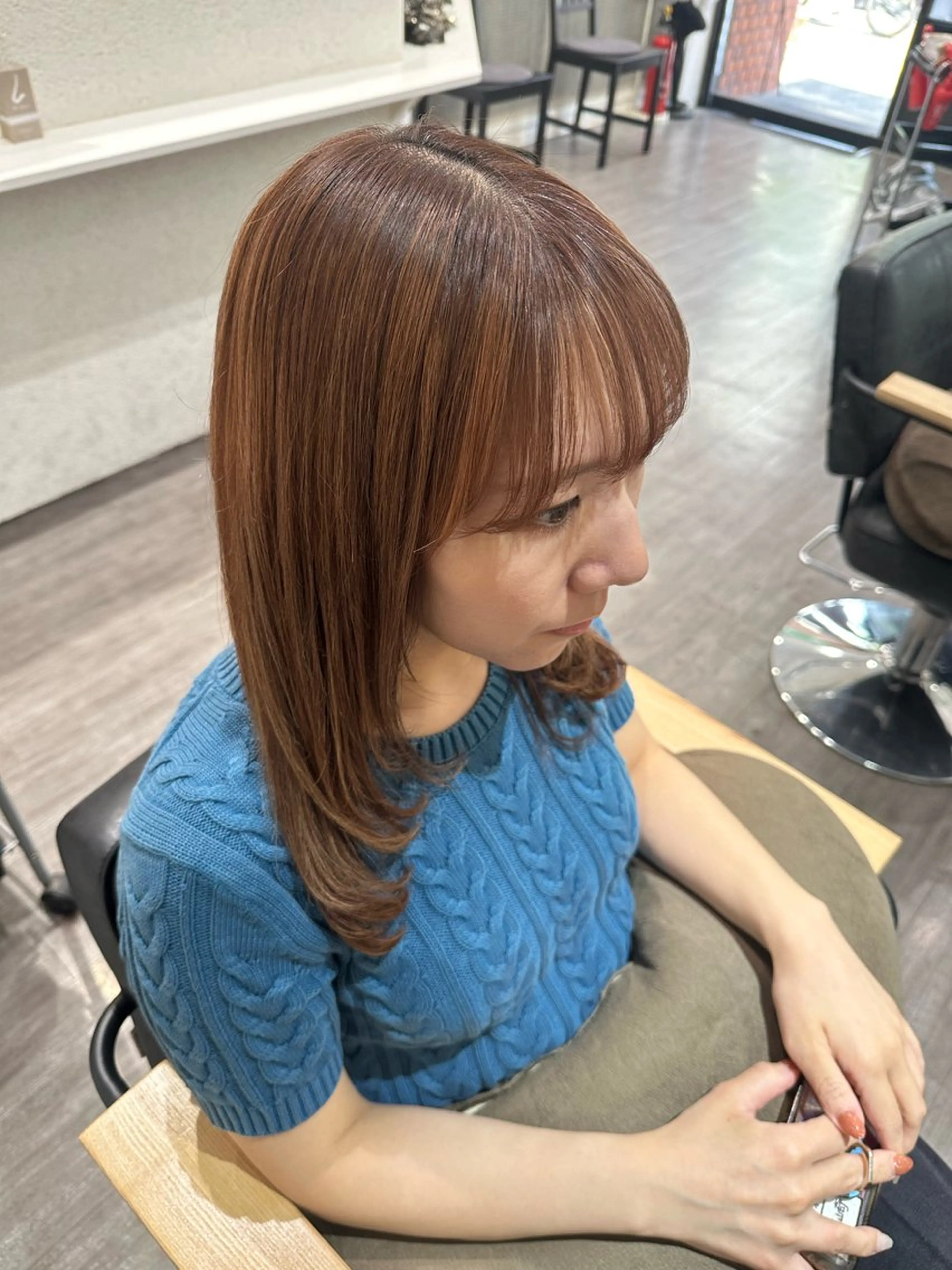 セミロング パーマ 酸性ストレート ストレートパーマ カット 縮毛矯正 トリートメント 艶髪レイヤー上田 紗也🇰🇷💗のヘアスタイル