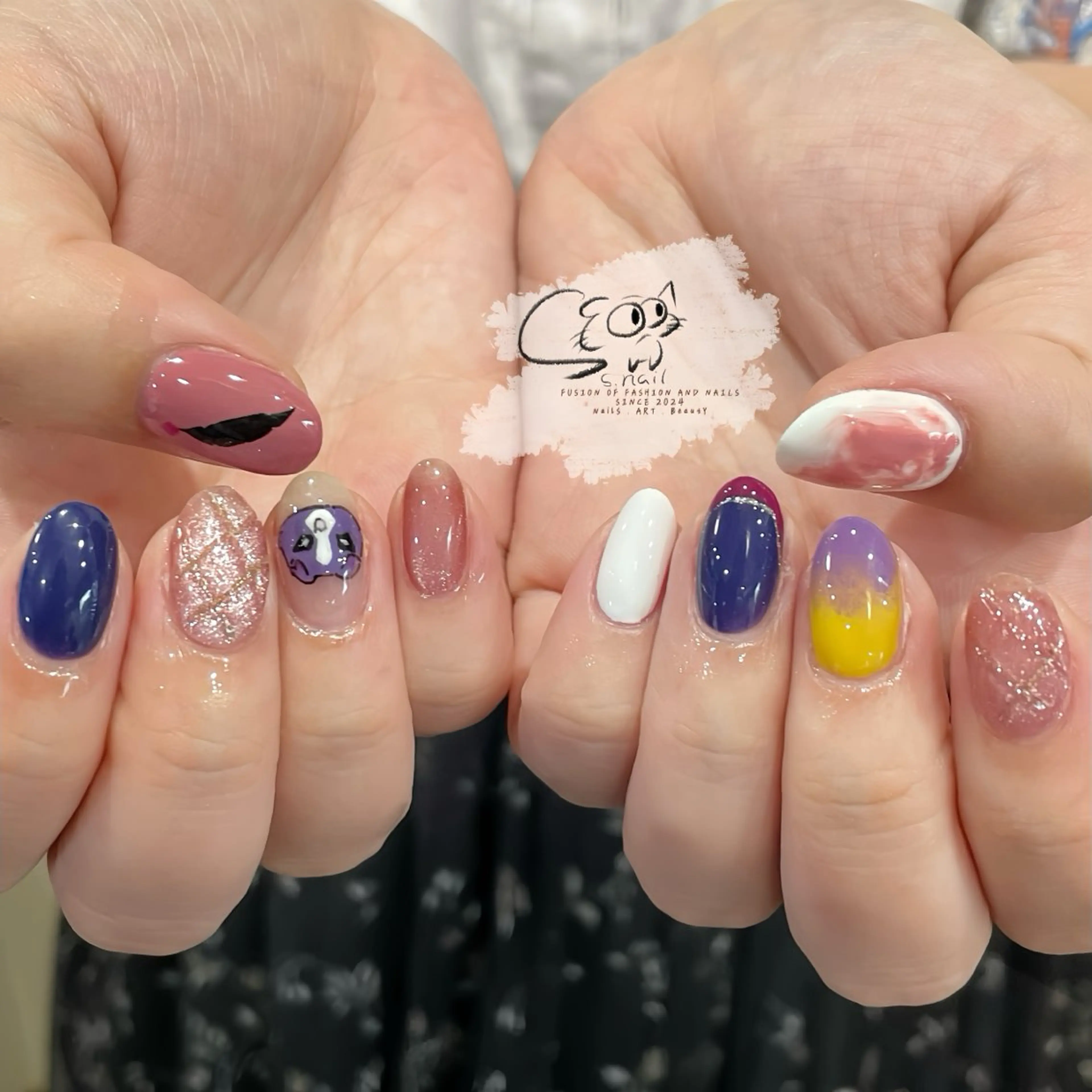 ネイル フレンチネイル ジェルネイル キラキラネイル ラメ(グリッター) マグネットネイル S.nail _のネイルデザイン