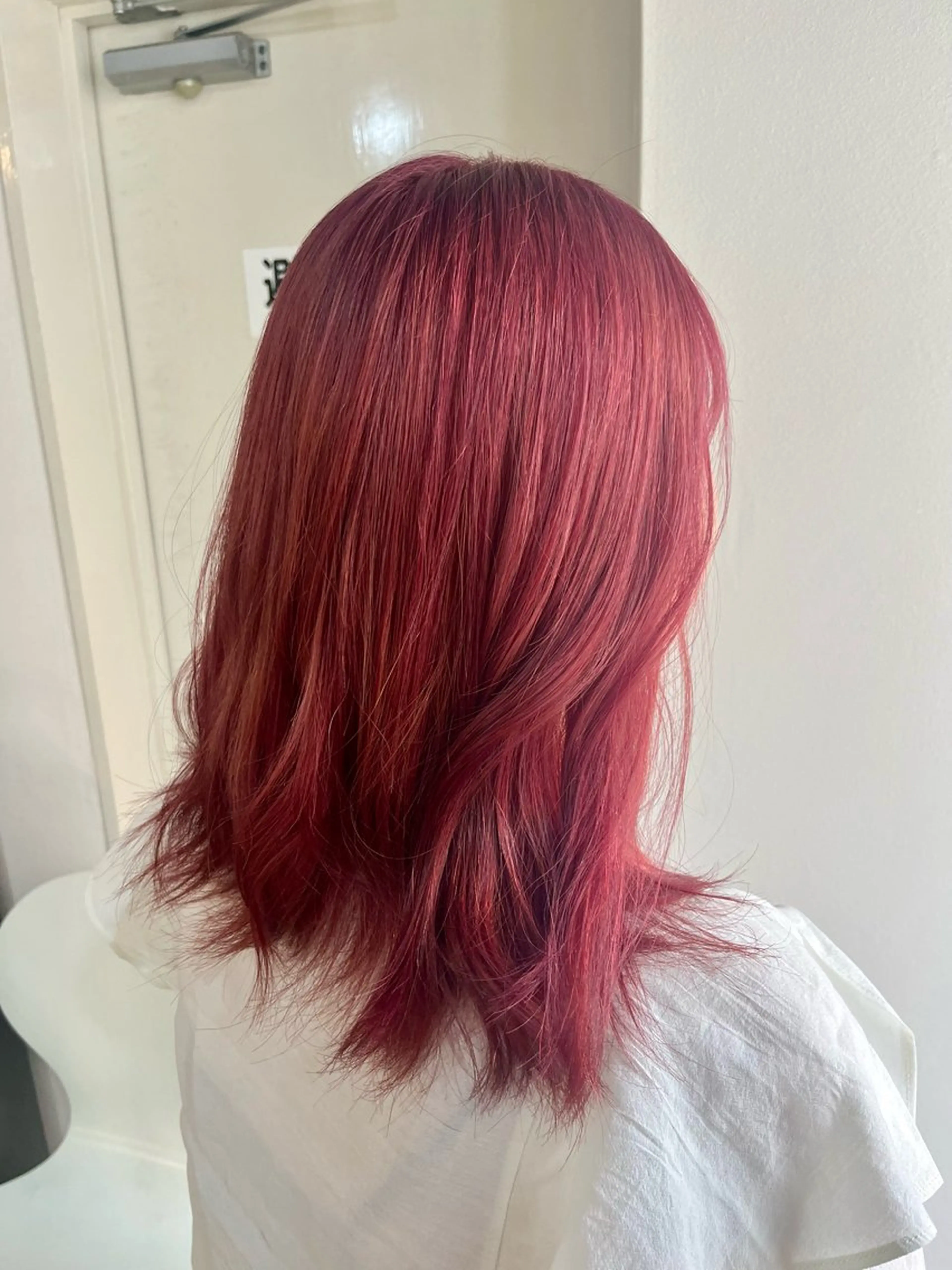 ミディアム カラー ピンクカラー Sherry/R 三川町 山本なつみのヘアスタイル