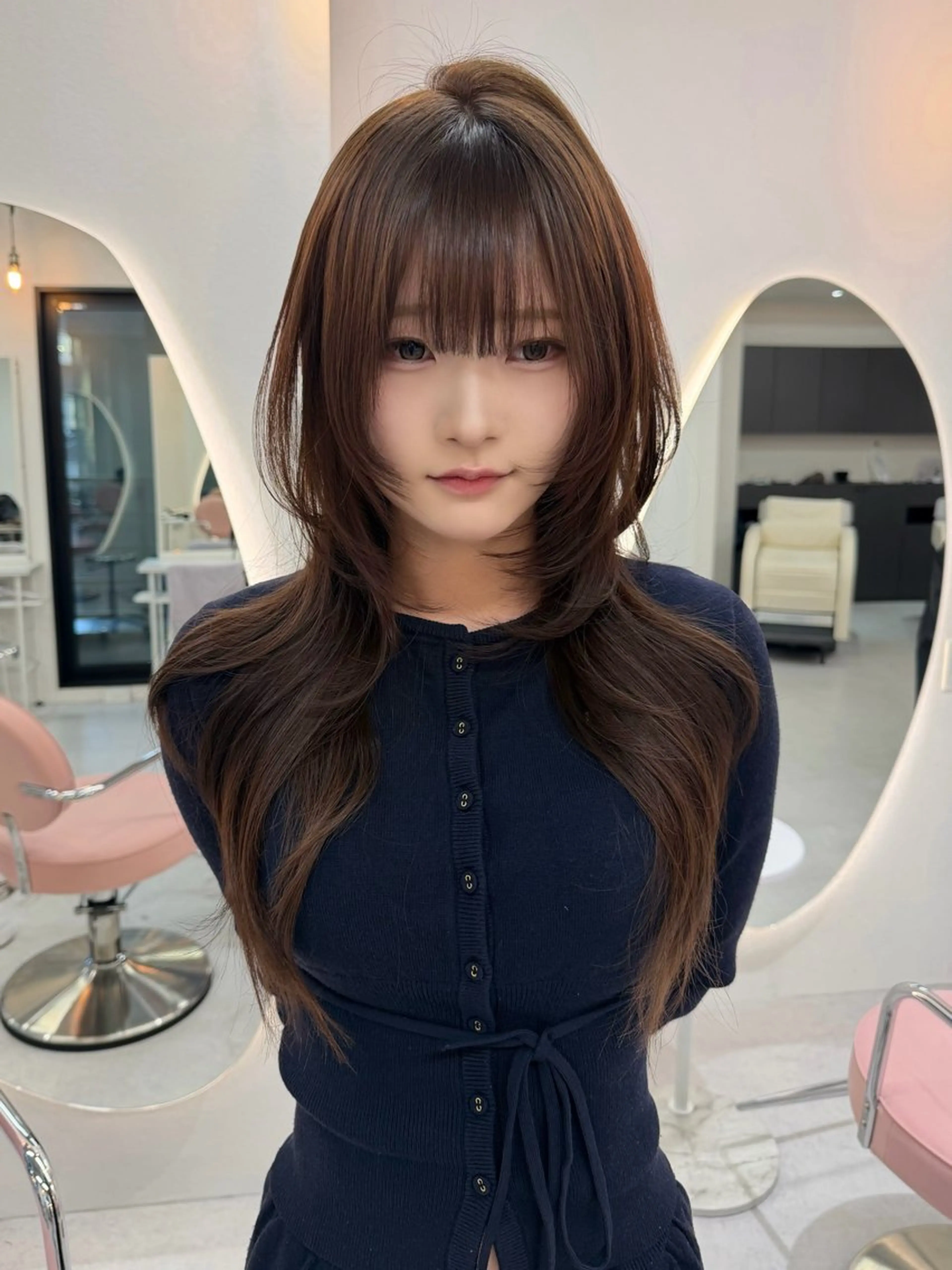ロング カット ヘアカラー トリートメント RiA/レイヤーカッ ト/ハッシュカットのヘアスタイル