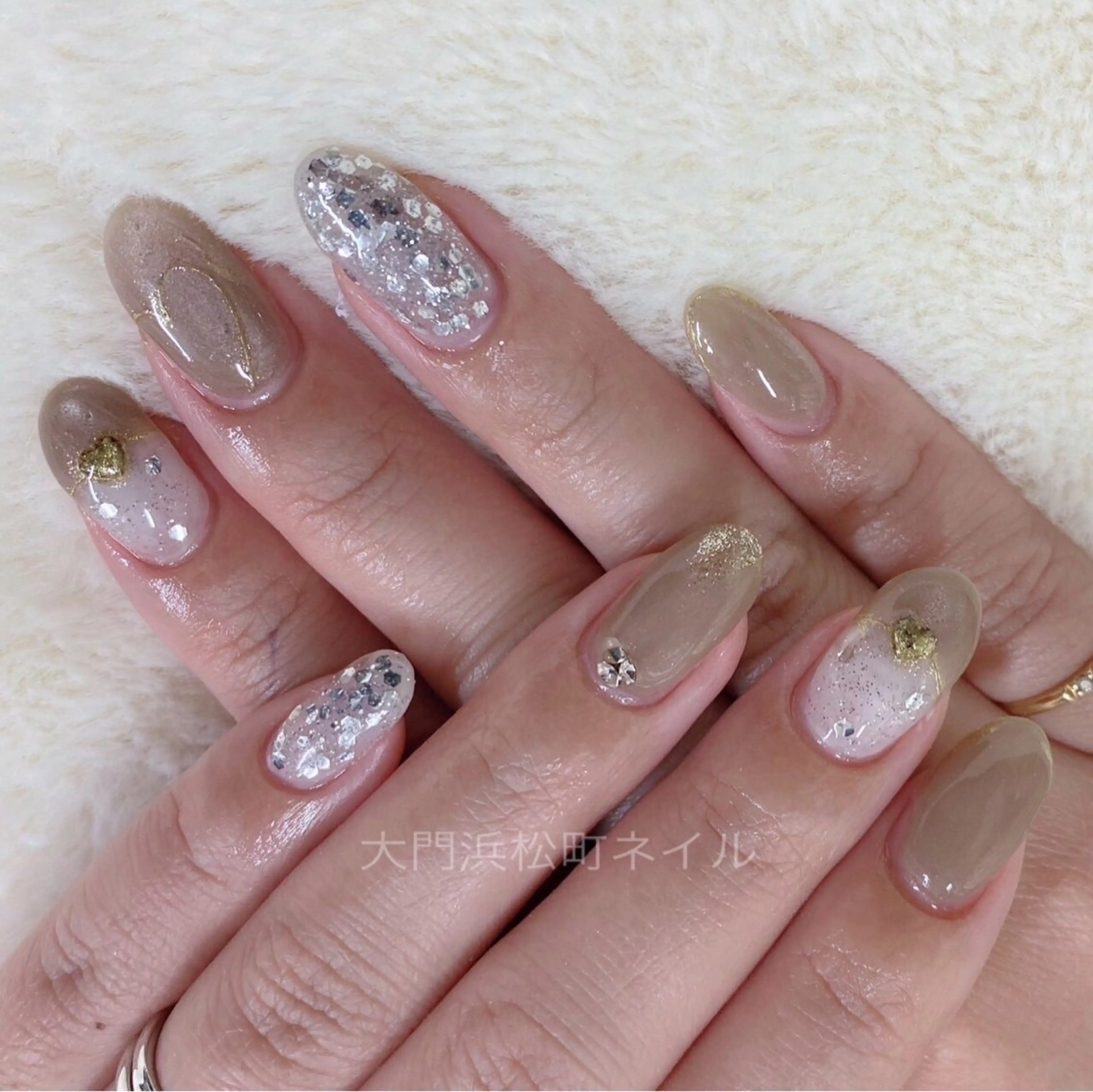 ネイル ボルドー フレンチネイル ガラスフレンチ マグネットネイル ミラーネイル 大門浜松町 ネイルのネイルデザイン