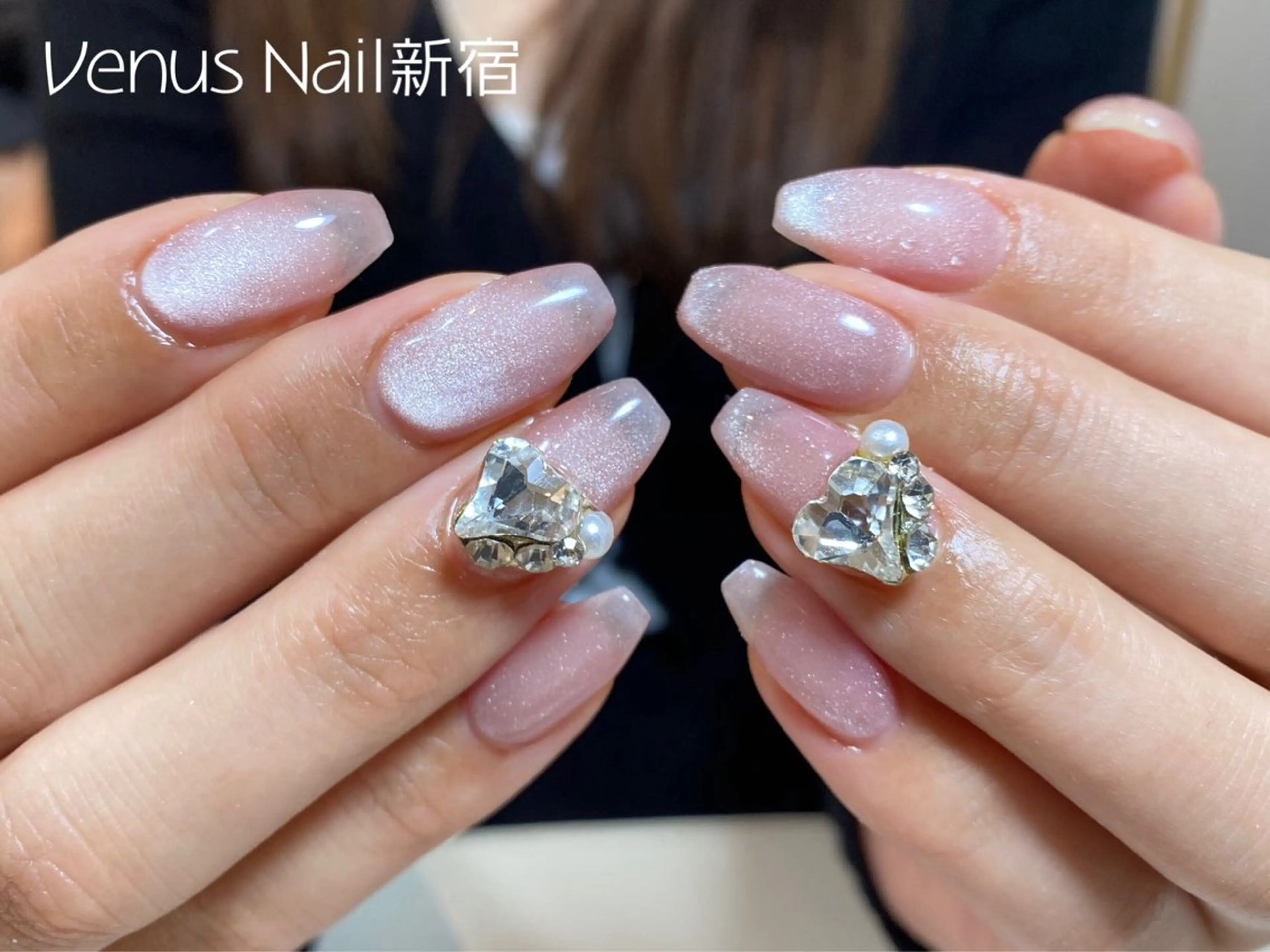 ネイル ハート キラキラネイル ハンドネイル Venus nail チップ長さだし専門店のネイルデザイン