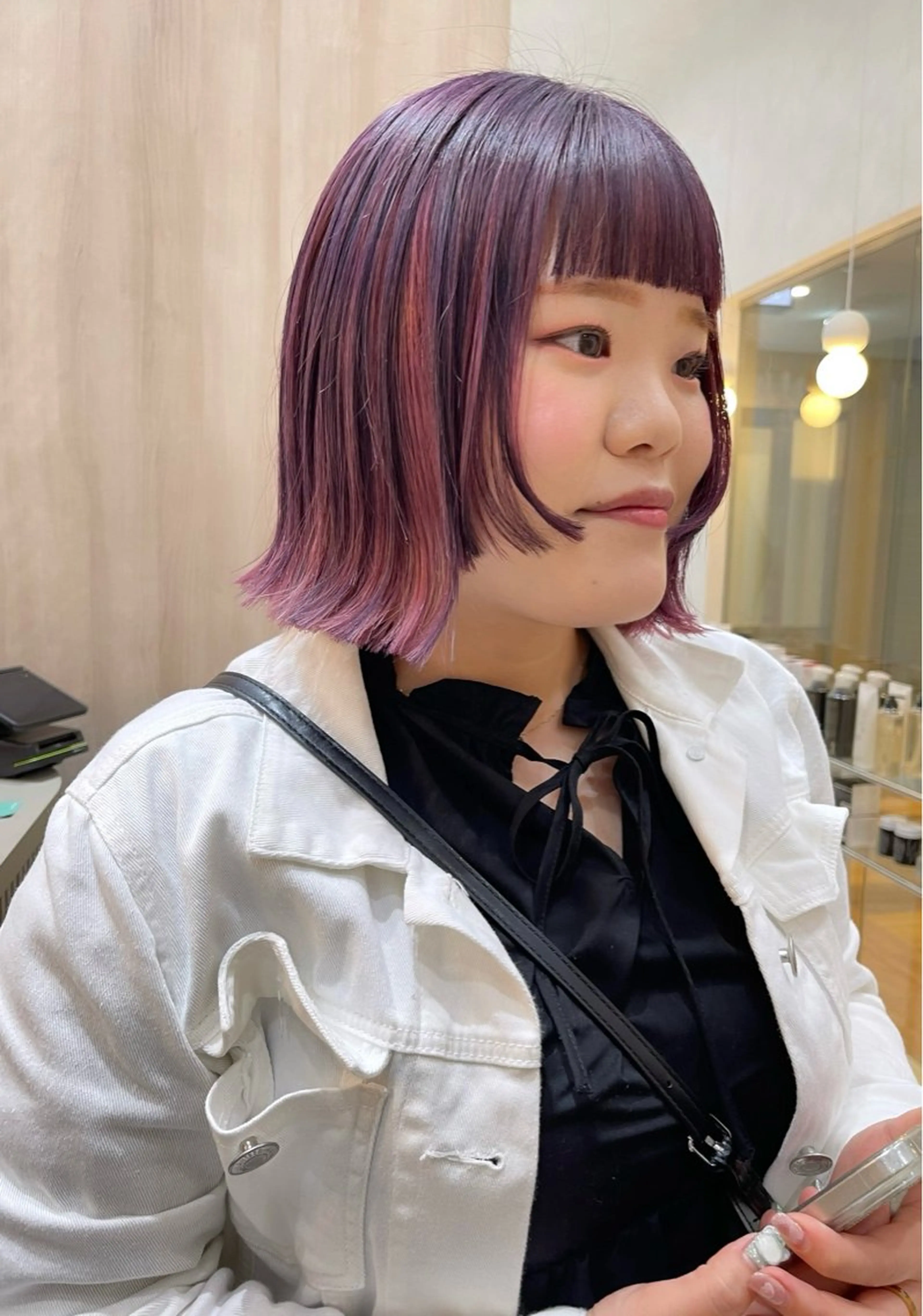 ショート パープルカラー デザインカラー／ボブ 🍦MEI🍦のヘアスタイル