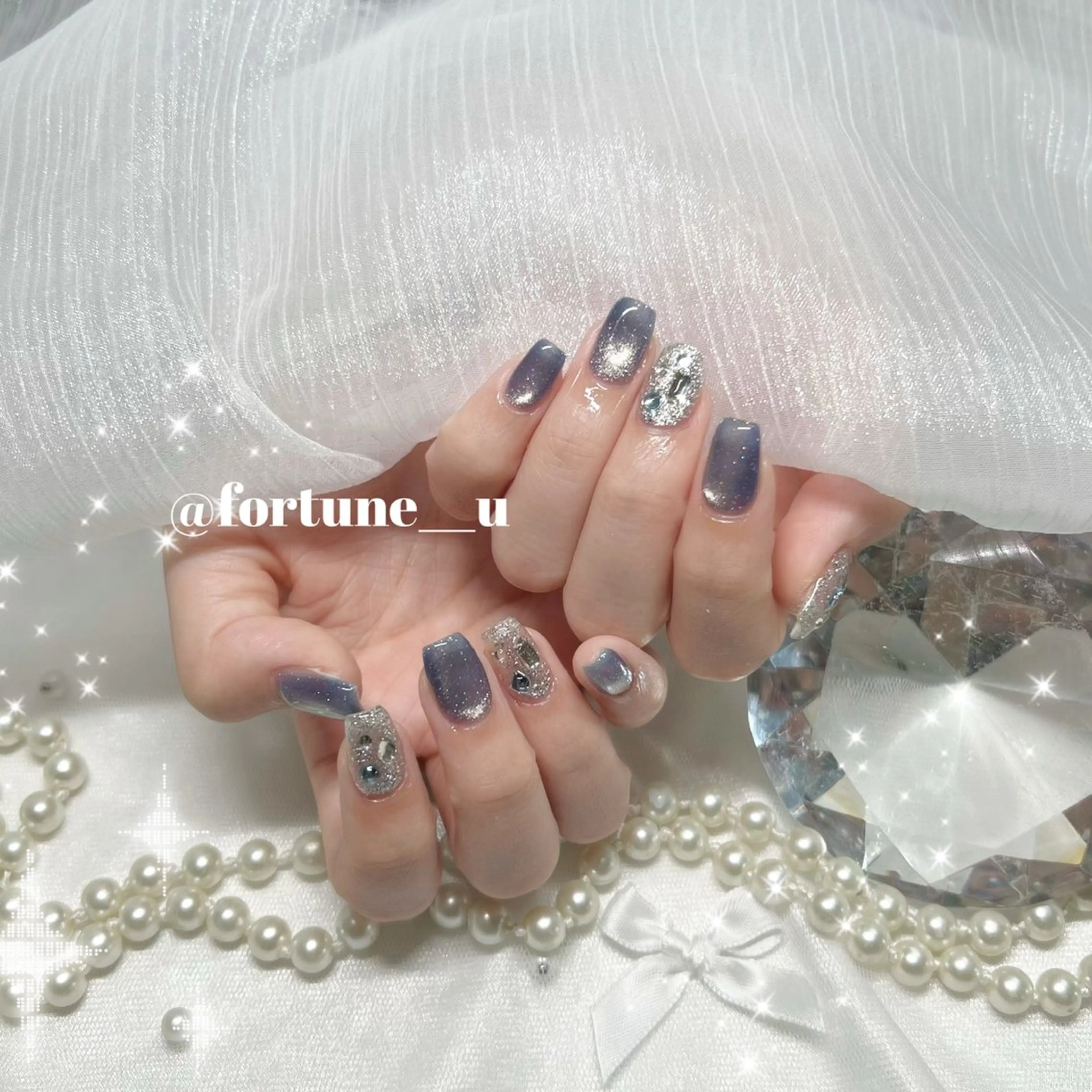 ネイル ガーリー 韓国ネイル 持ち込み ワンホンネイル ハンドネイル 💜✩.* Yuuna💜のネイルデザイン