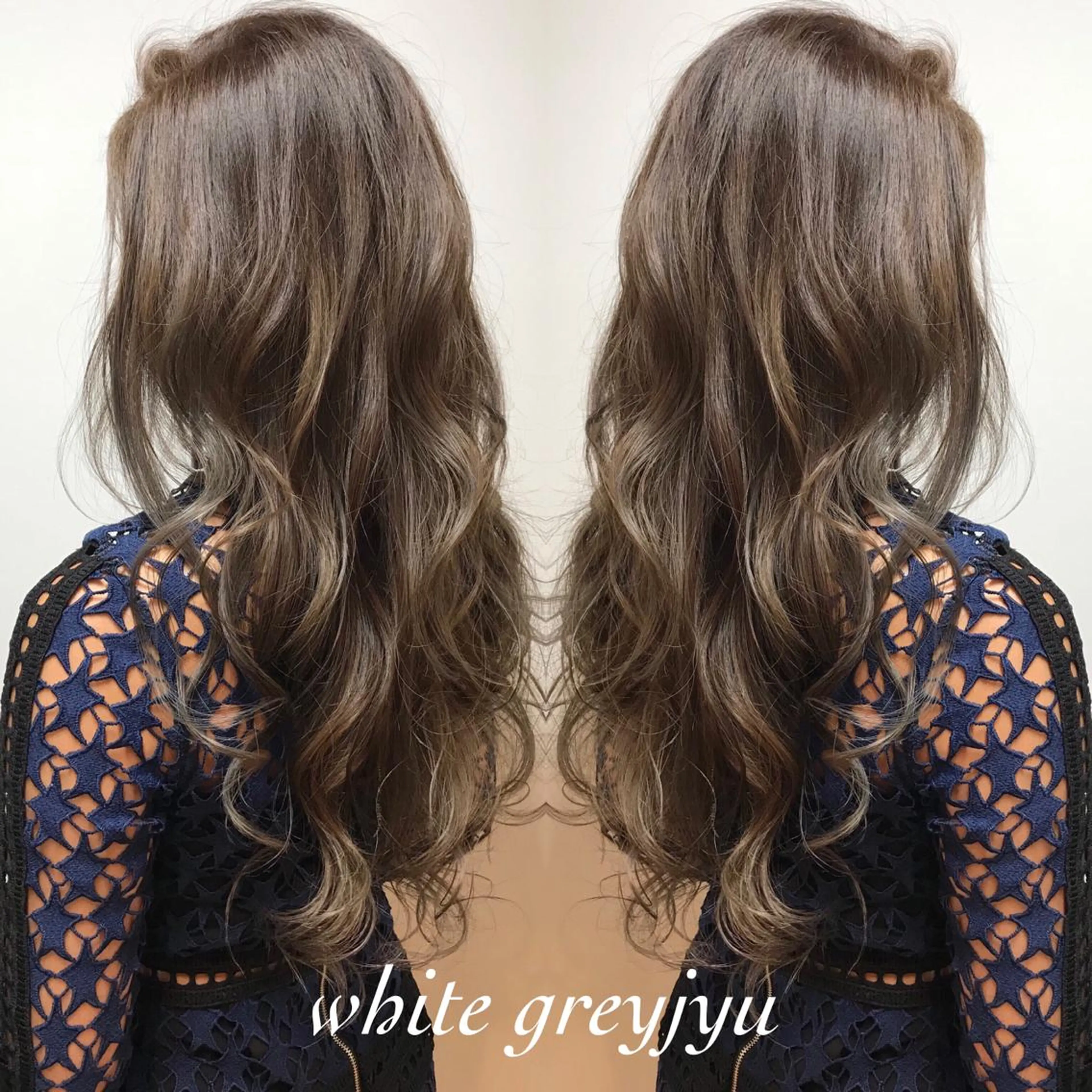 ロング カラー グレージュ ハイライトカラー ハイライト 松本 俊樹のヘアスタイル