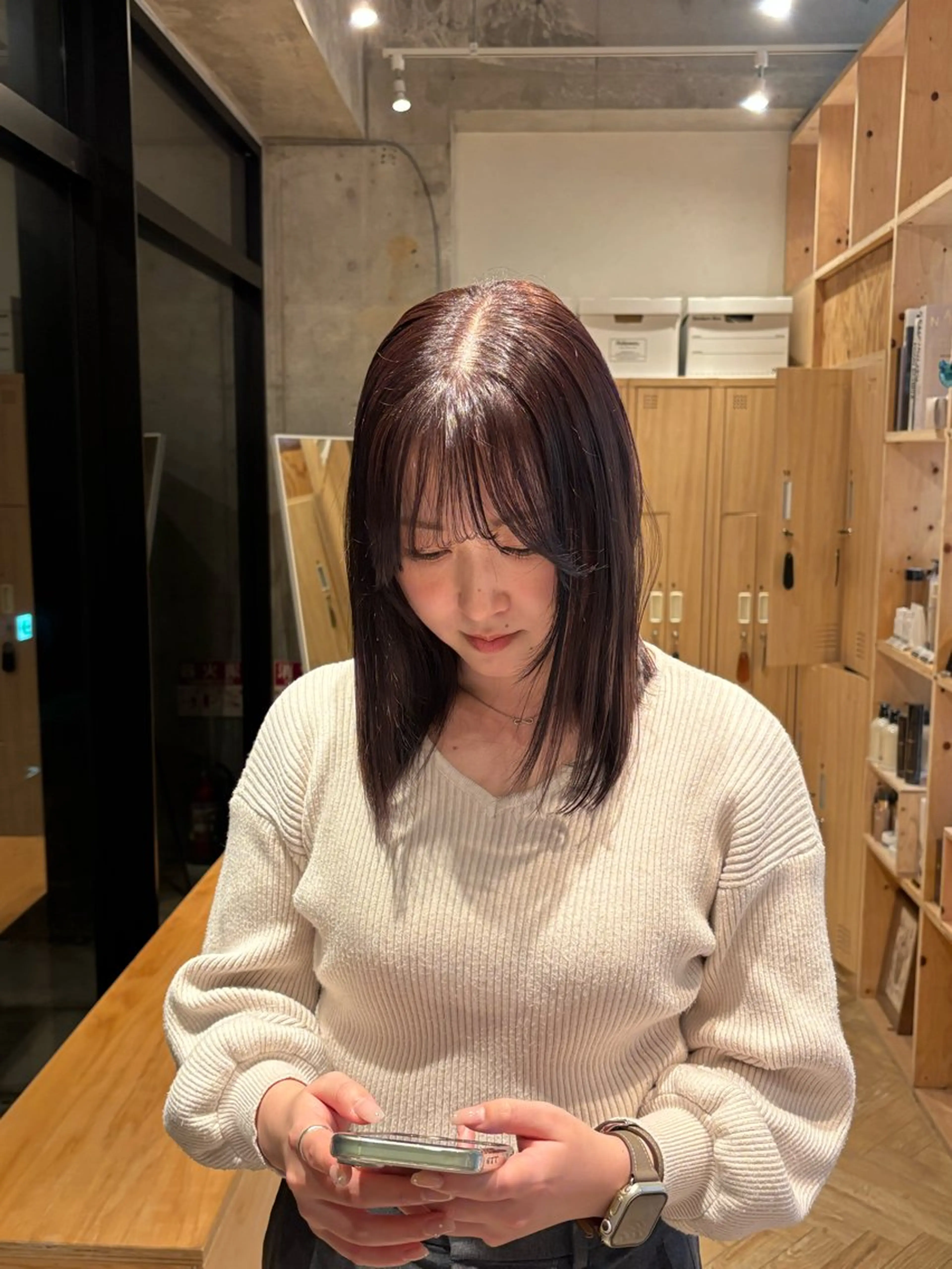 セミロング ヘアカラー トリートメント 透明感カラー🤎/ ツヤカラー/さくらのヘアスタイル