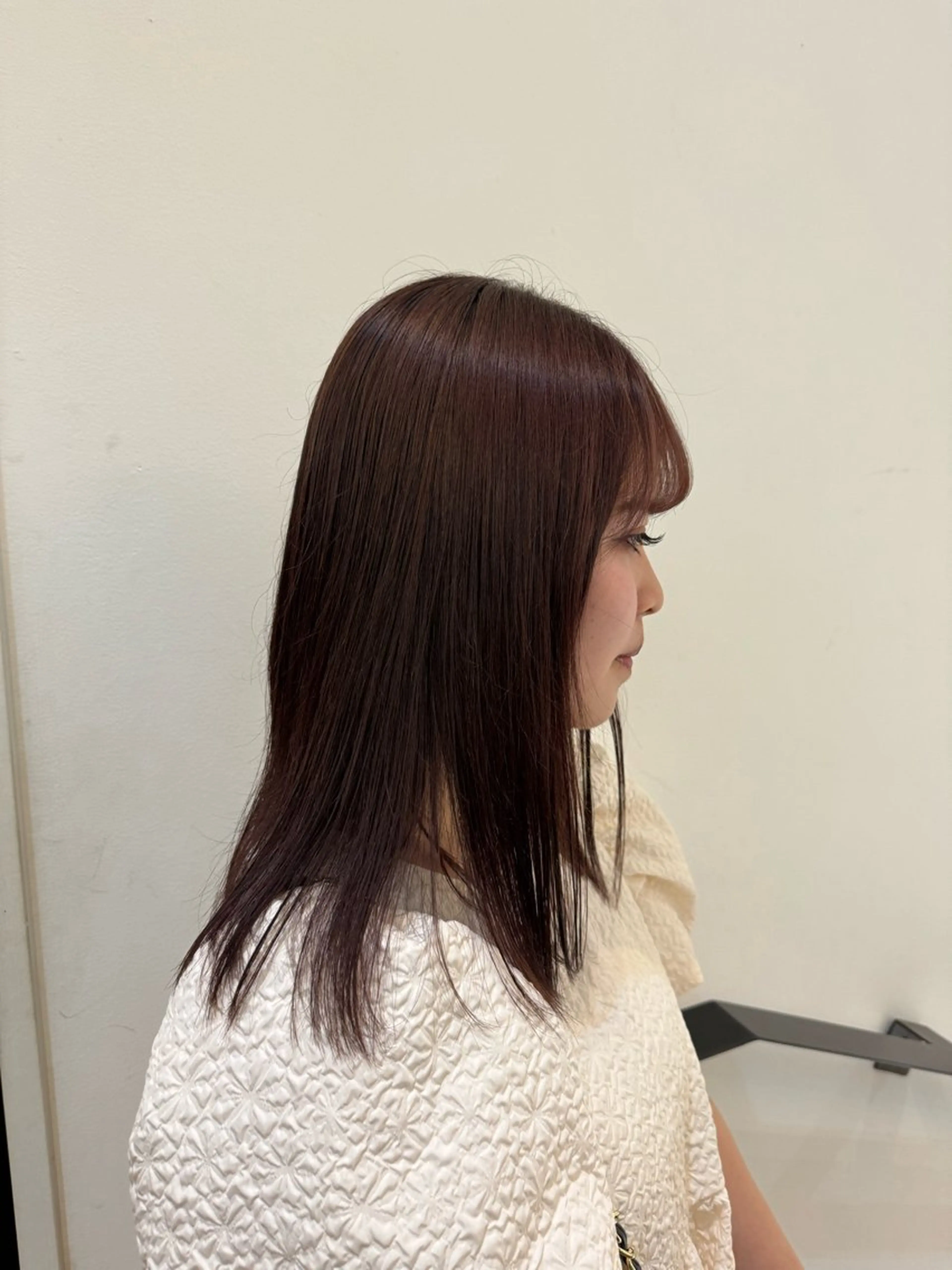 ミディアム カラー ブラウンカラー ピンクカラー 吉留 文月のヘアスタイル