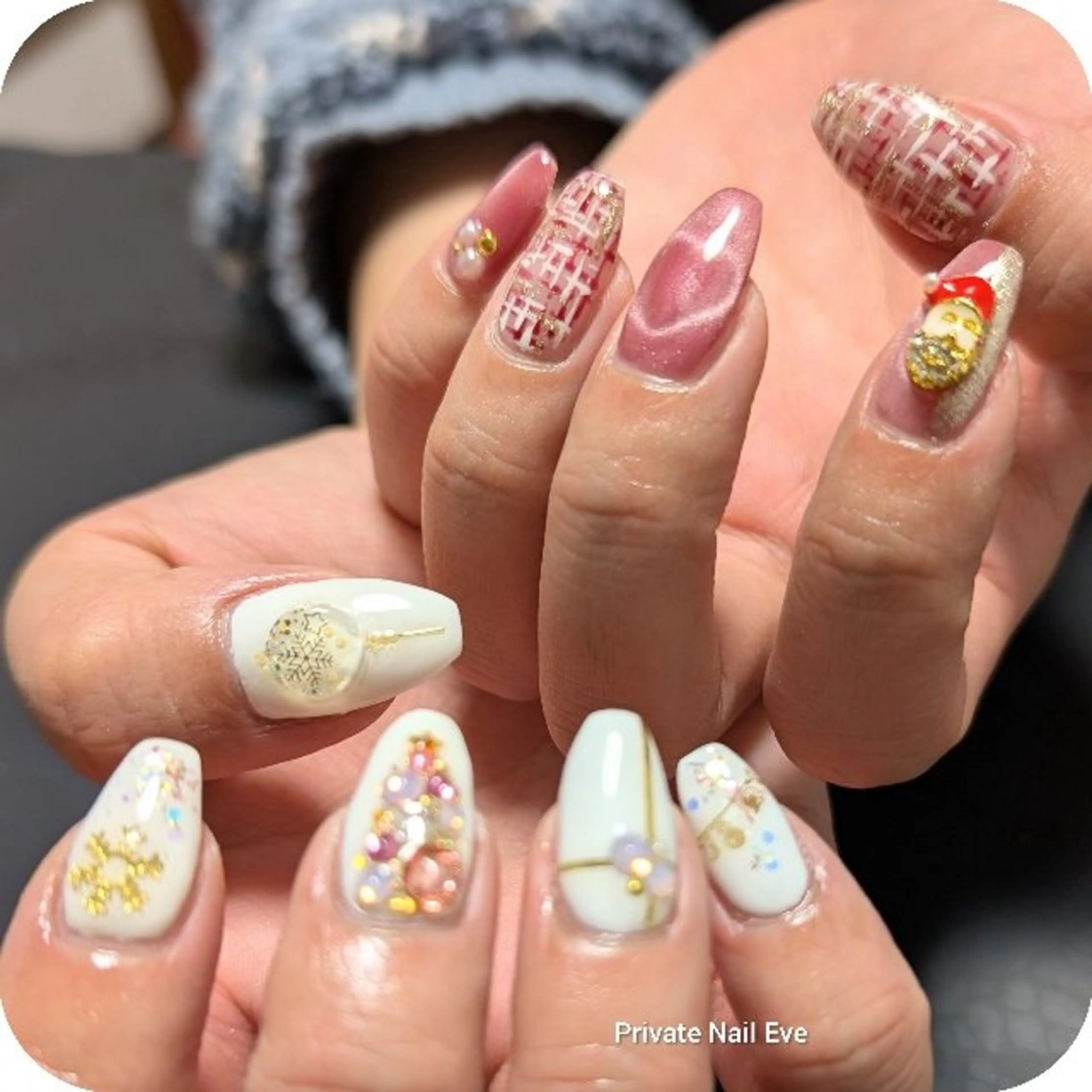 ネイル ツイードネイル 冬ネイル クリスマス ハンドネイル ネイル junkoのネイルデザイン