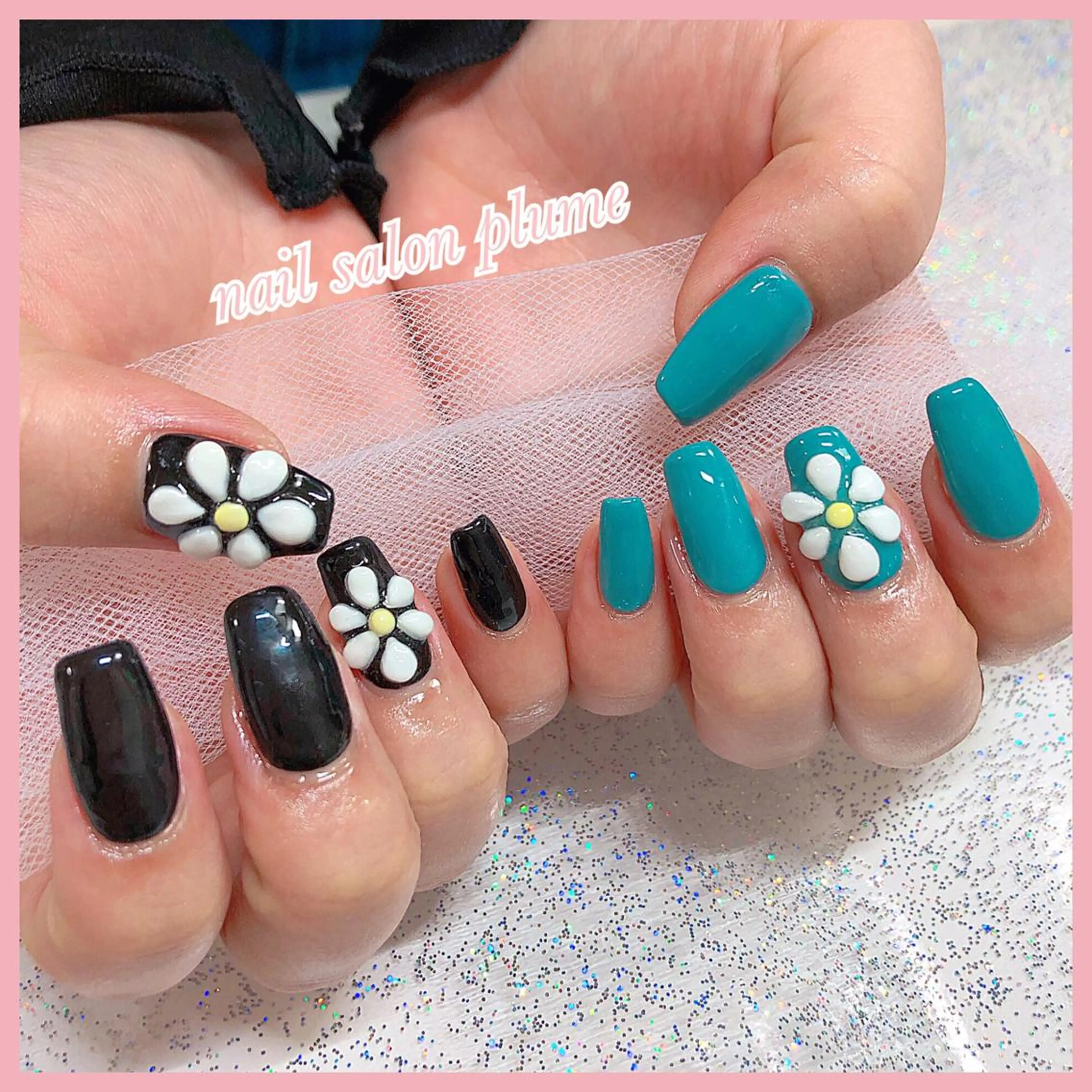 ネイル アートネイル フラワーネイル ガーリー ハート 韓国ネイル ハンドネイル plume nail ☆韓国ネイルのネイルデザイン