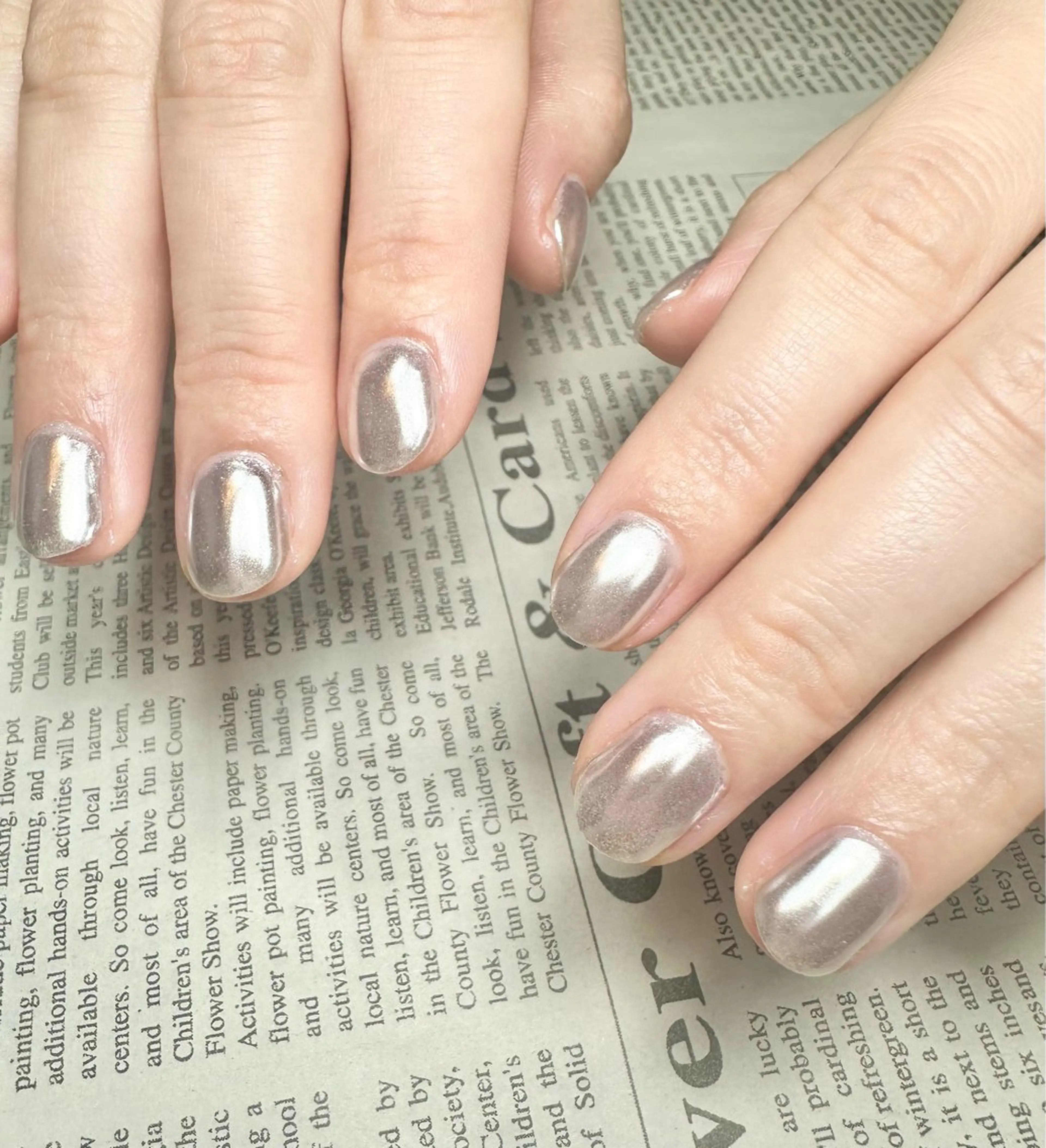 ネイル ミラーネイル シルバー abuuuuu nailsのネイルデザイン